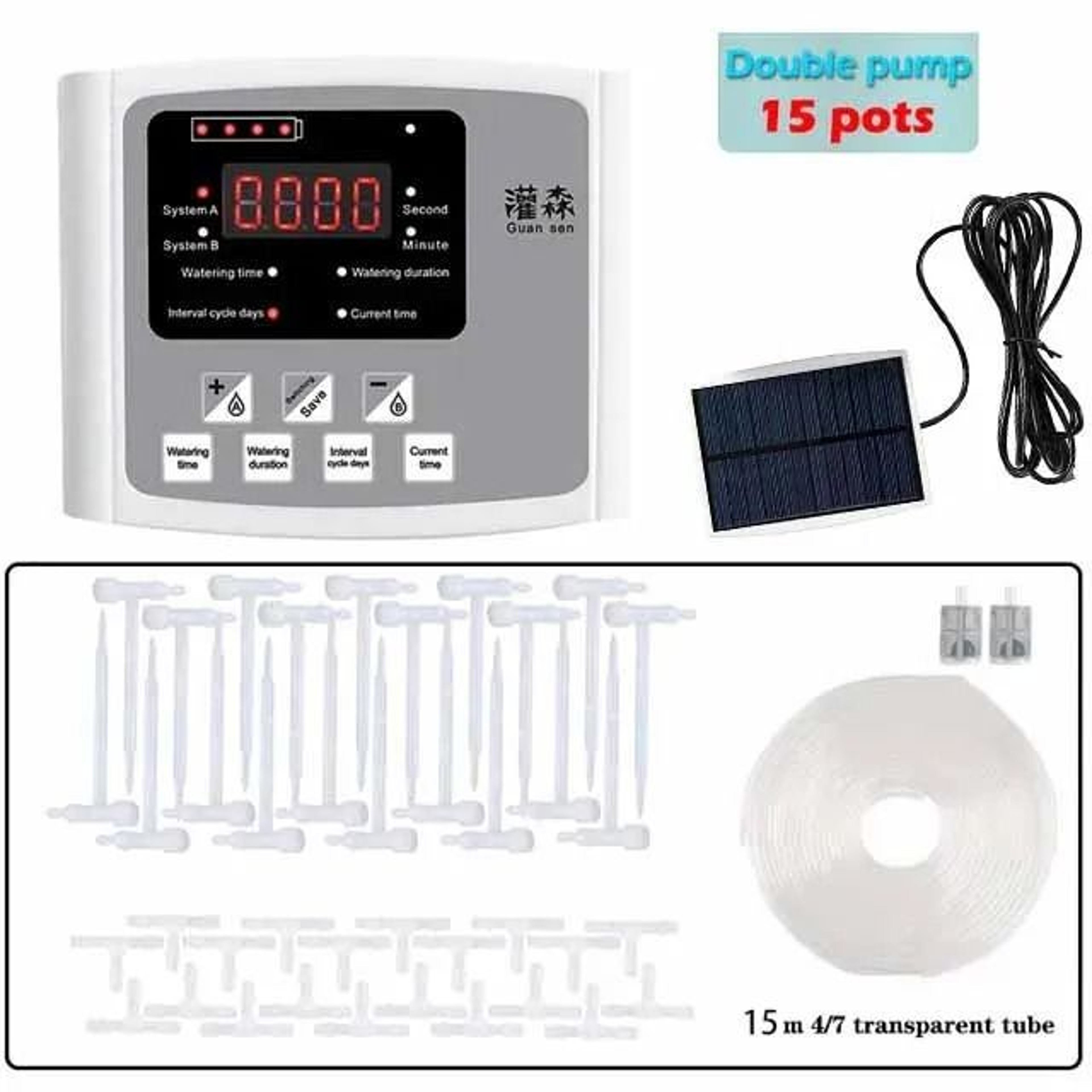SolarPowered Intelligent Automatic Double Pump Drip Irrigation Controller With Adjustable Valves 8