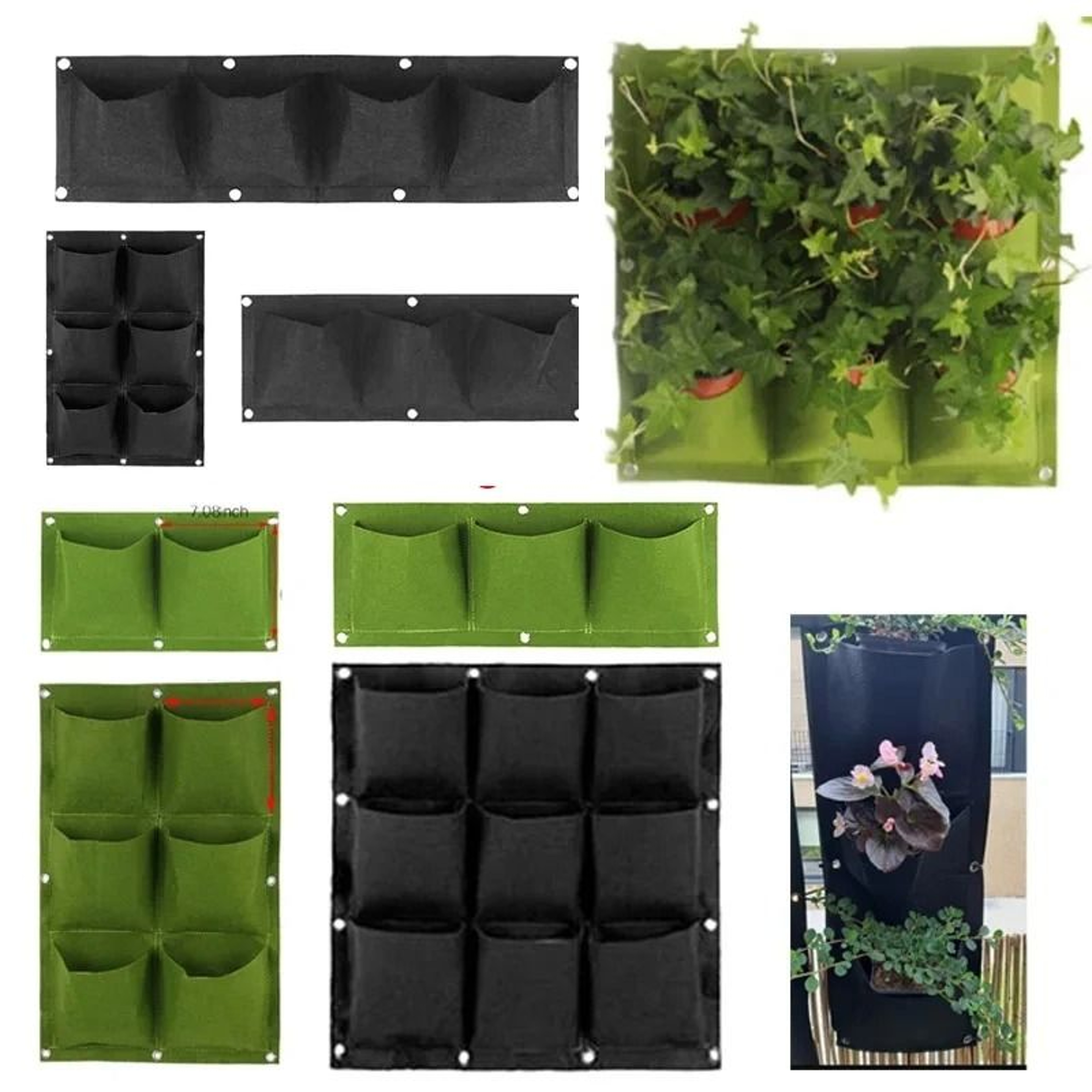 Wall Hanging Planting Pot Vertical Garden Bags 2 3 4 6 9 Or 12 Pockets 2