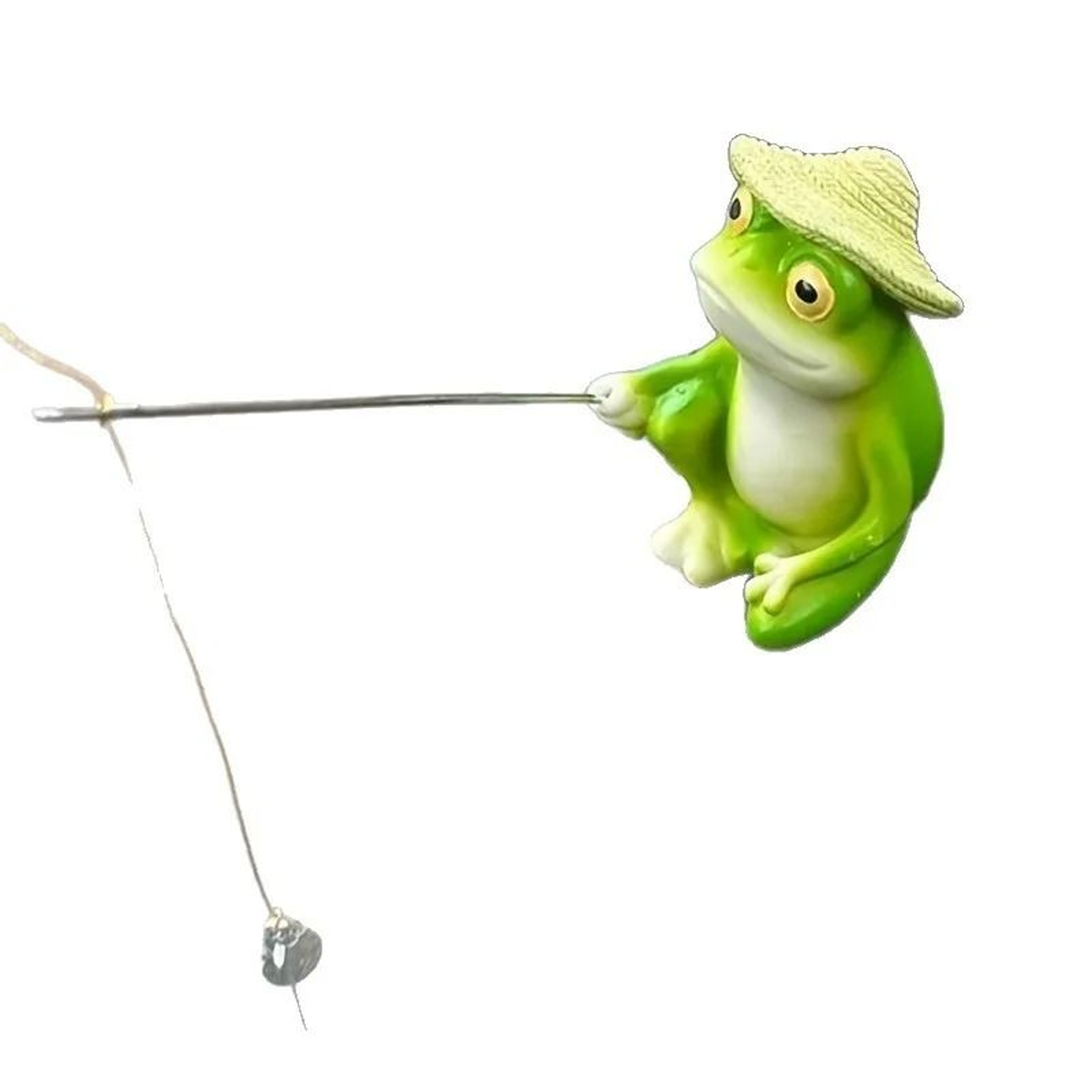 Cartoon Frog Fishing Figurine Creative Cute Resin Animal Sculpture Ornament 4
