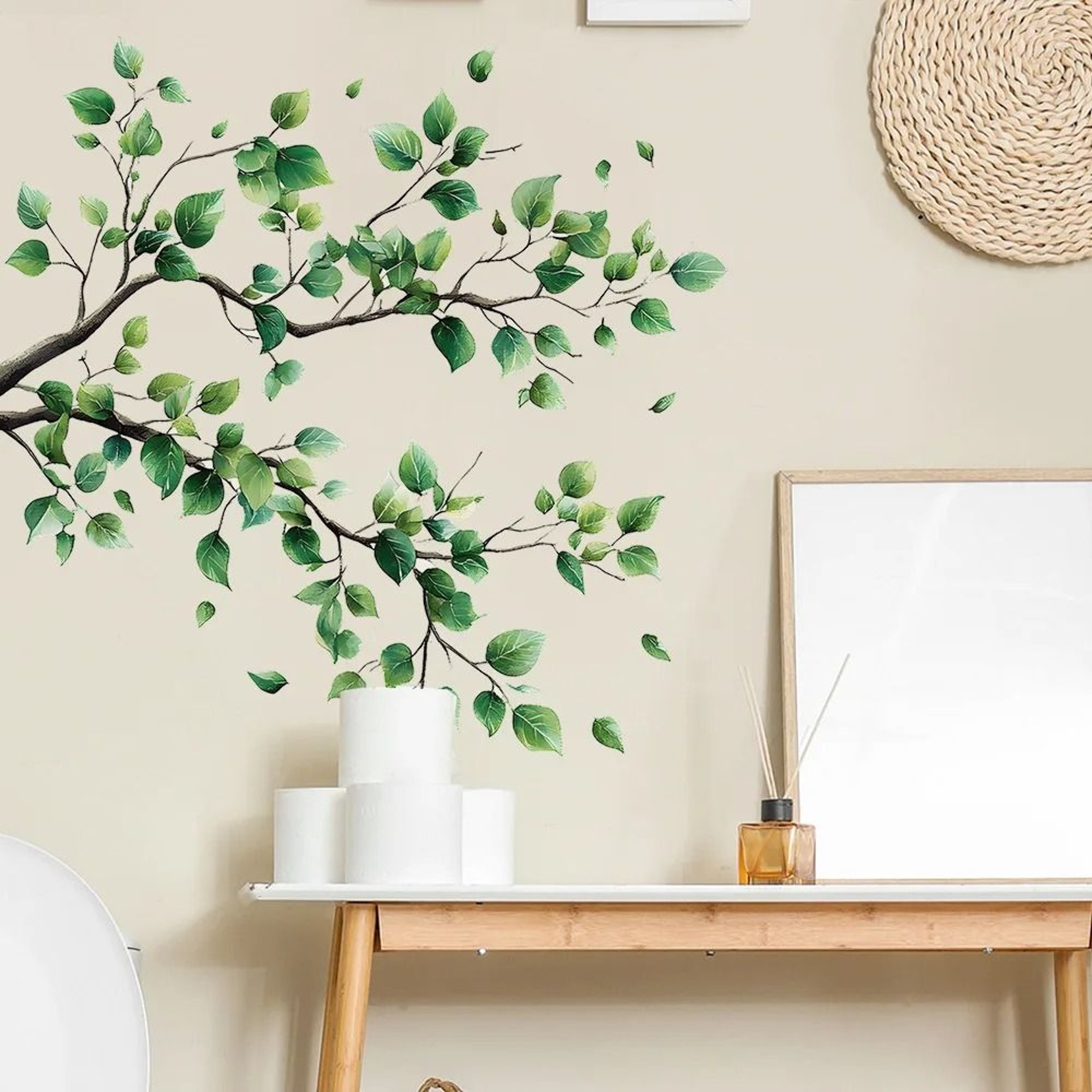 Branches And Leaves Wall Sticker  Self Adhesive Botanical Decal For Bathroom Toilet Living Room And 4