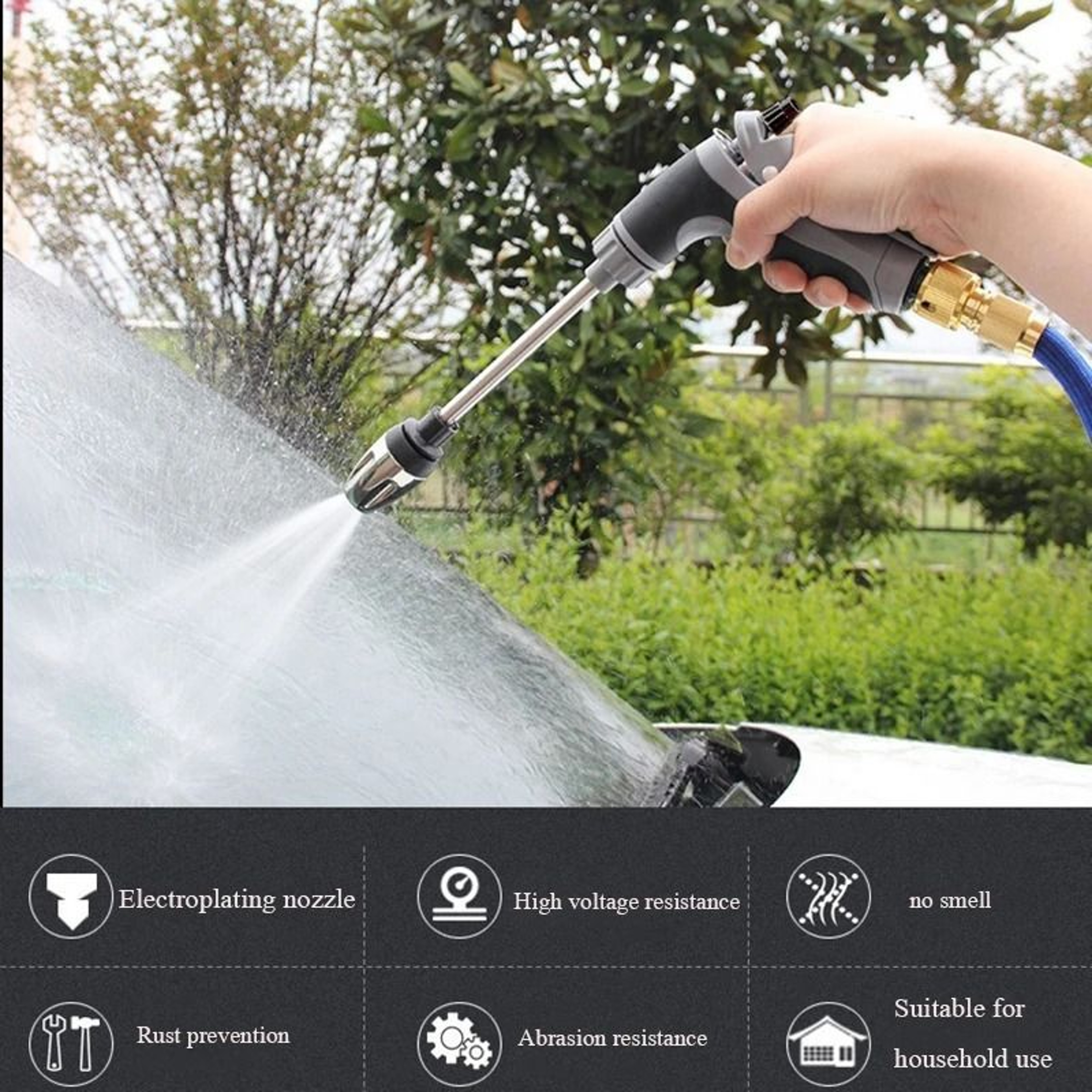 Portable Multifunctional 328 Foot Hose And Long Pole High Pressure Water Gun Sprinkler Set 3