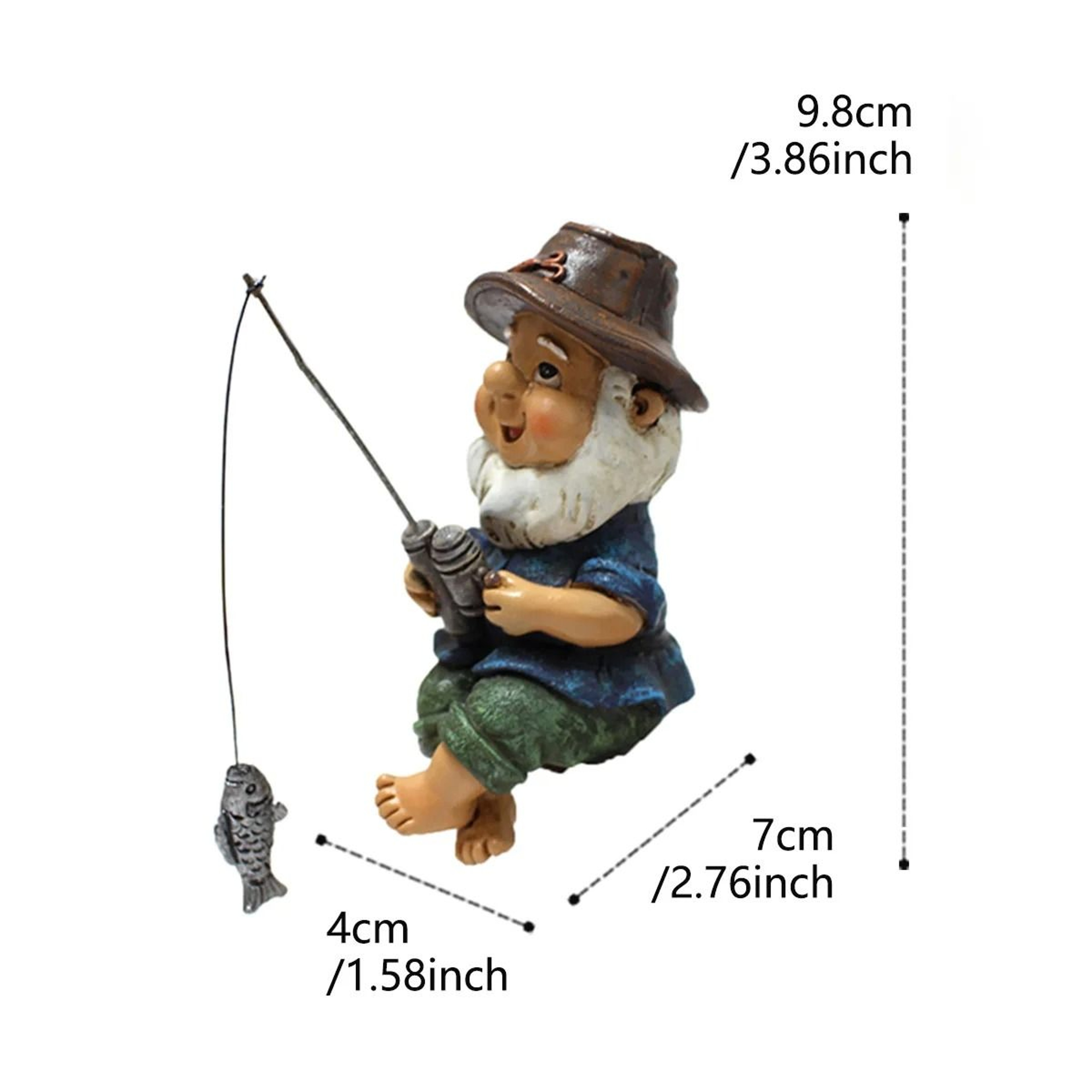 Creative Rope Fishing Gnome Resin Statue – Cute Cartoon Garden Gnome Sculpture – view 7