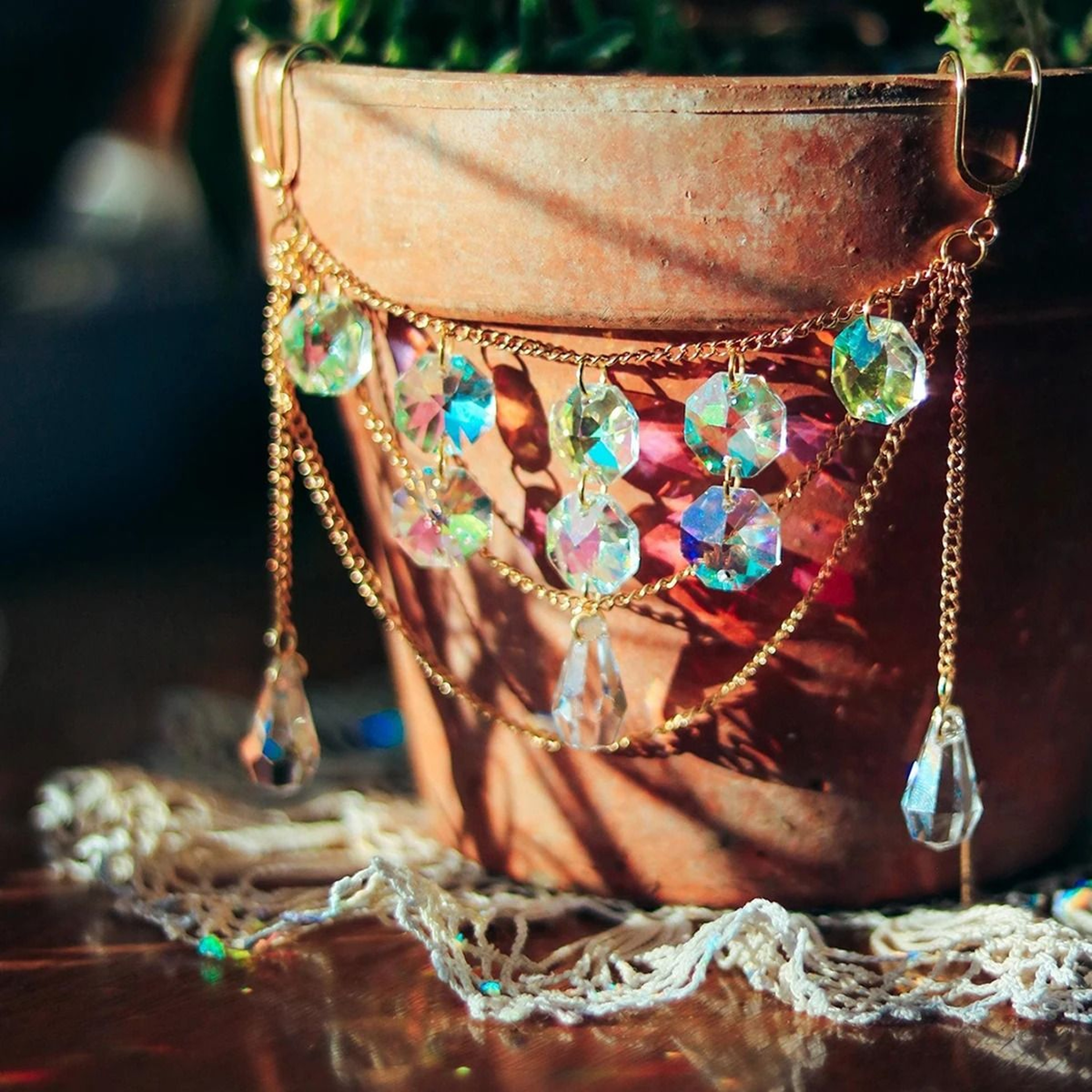 Crystal Sun Catcher Plant Pot Pendant  Decorative Prism Ornament For Indoor Pots  Outdoor Gardens 0
