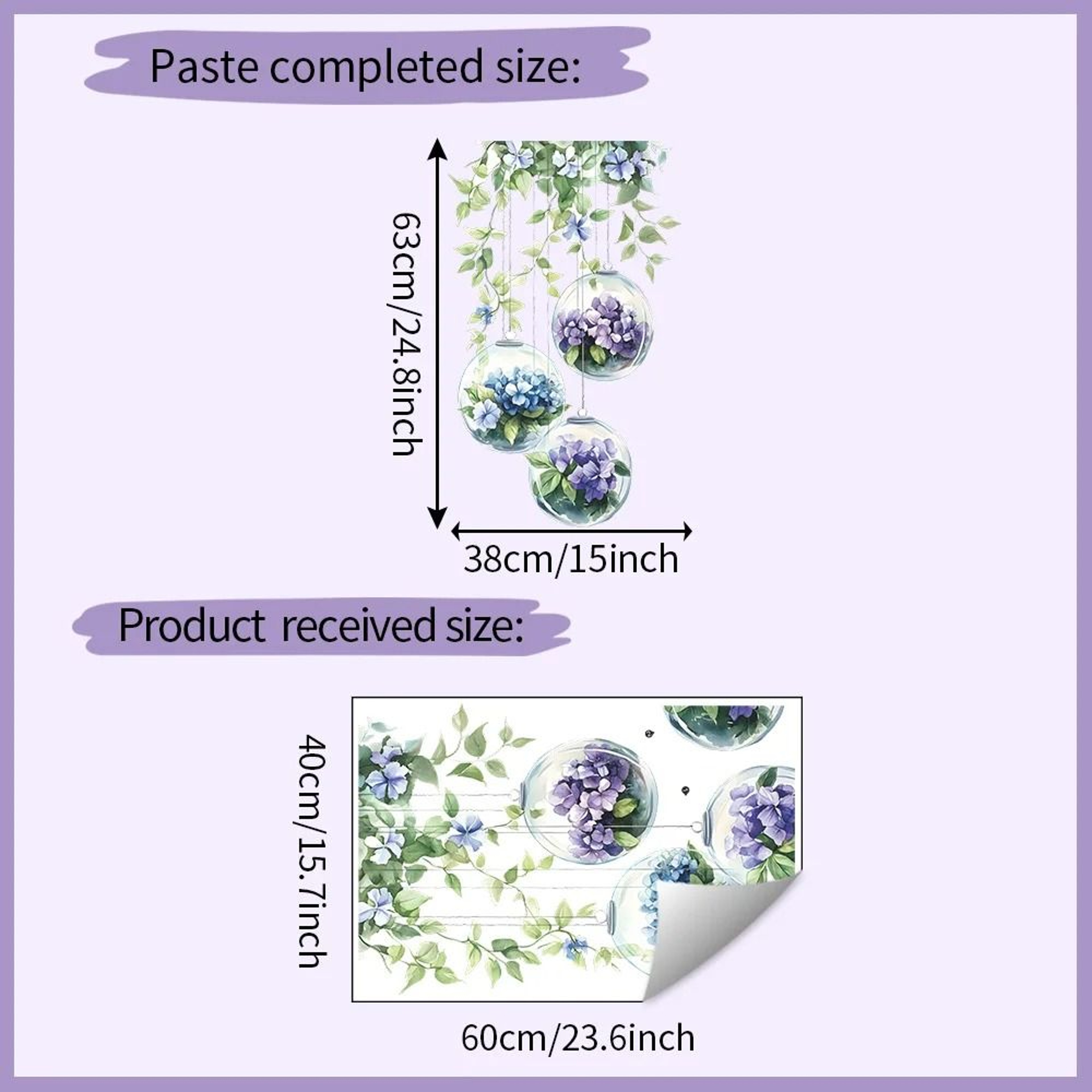 Hanging Floral And Green Leaf Wall Sticker  Removable Botanical Wall Decal For Home Decor 6