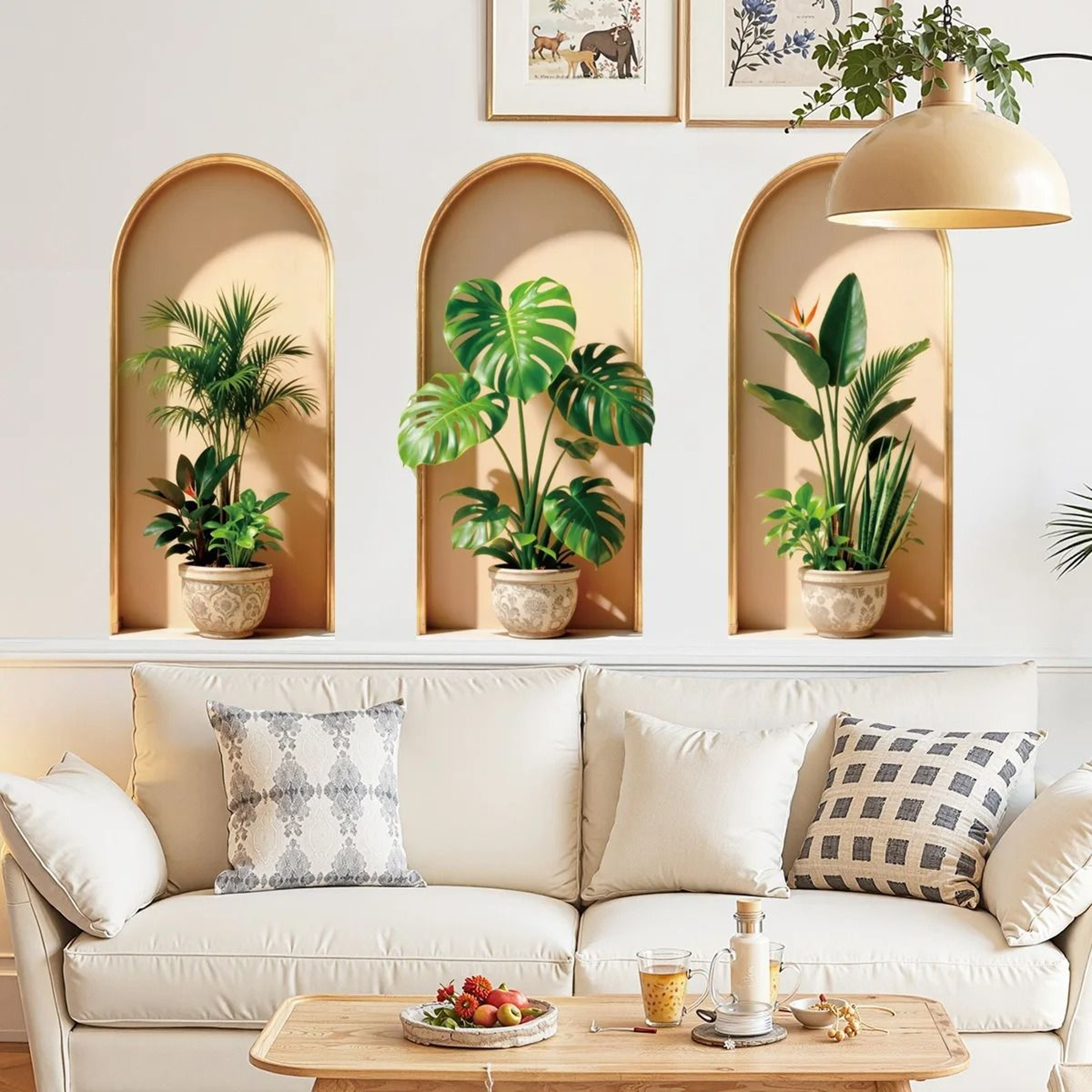 3D Simulation Potted Plant Picture Frame Wall Stickers  Removable Monstera Bamboo Leaf Effect Wall  3