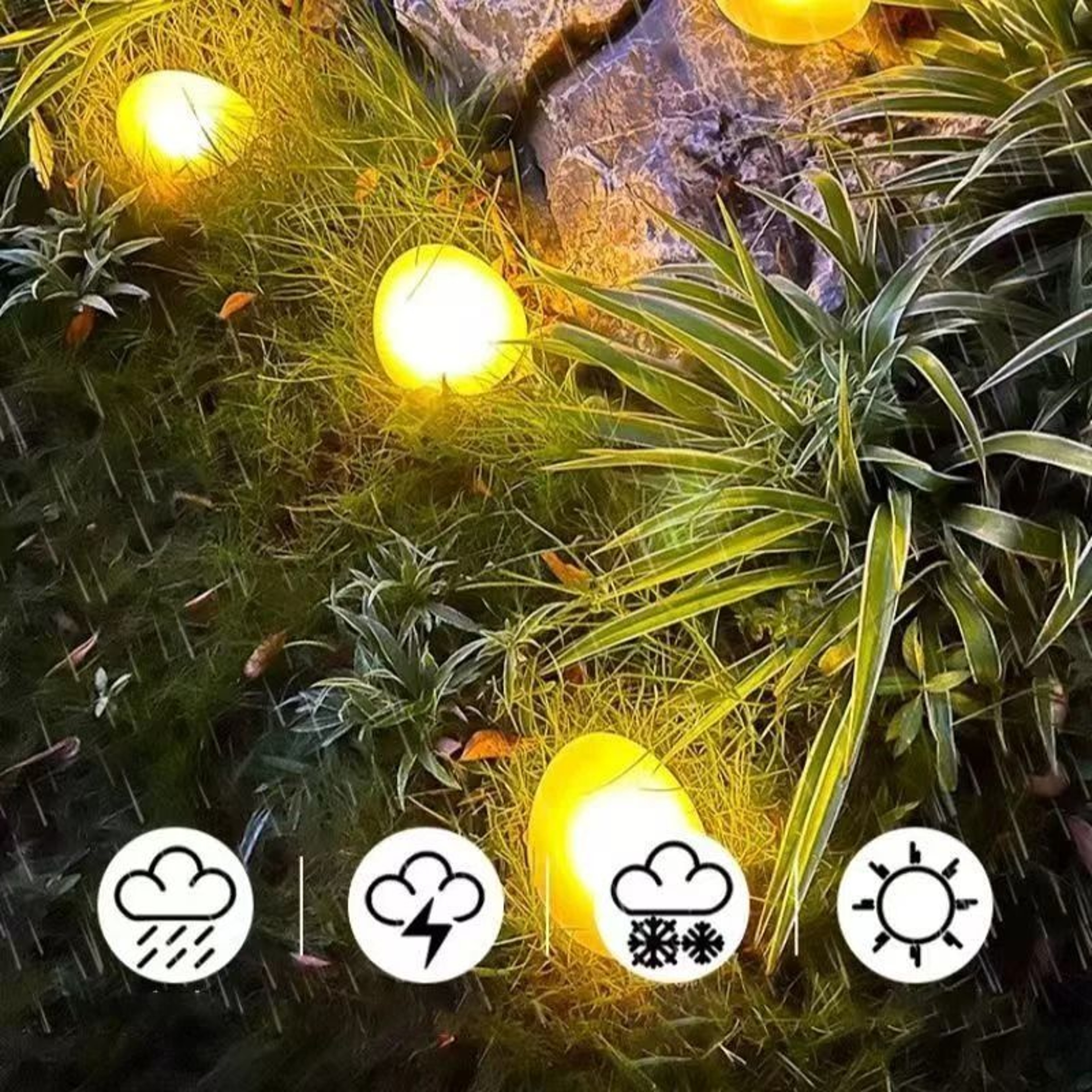 Garden Solar Powered Stone Lights  Outdoor Waterproof Artificial Rock Landscaping Lights For Pathwa 1