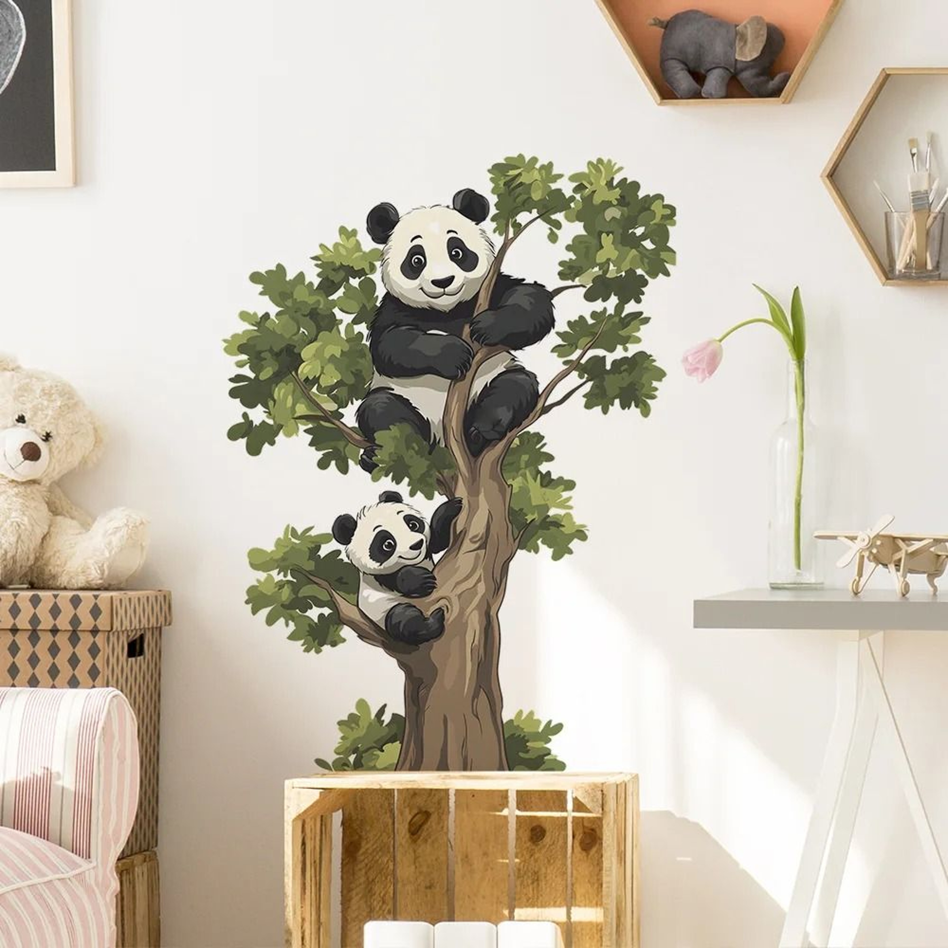 Panda Climbing Tree Wall Stickers  Self Adhesive Bamboo Decals 0