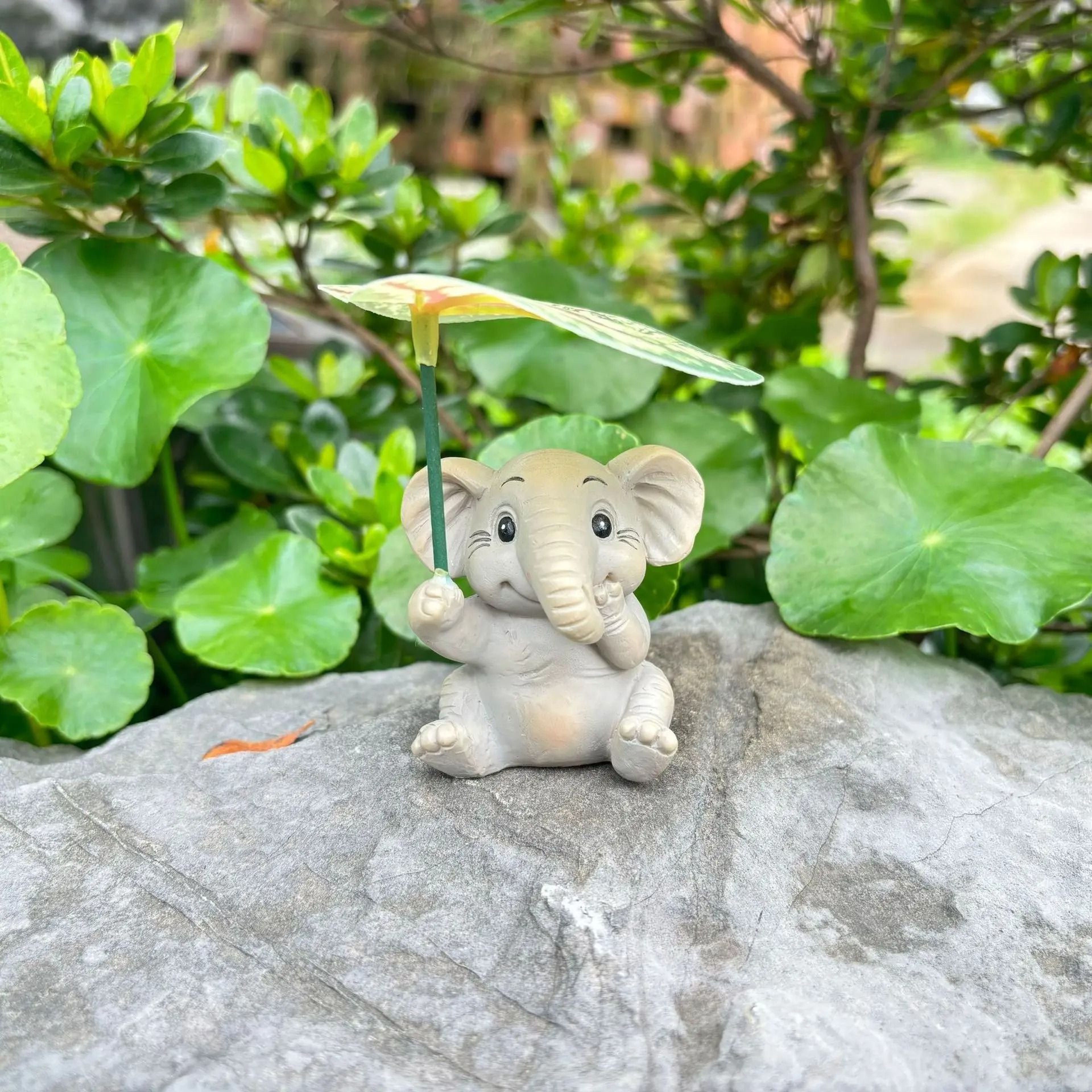 Cute Frog Elephant Turtle Garden Statues With Leaf Umbrella  Whimsical Resin Animal Figurines For O 1