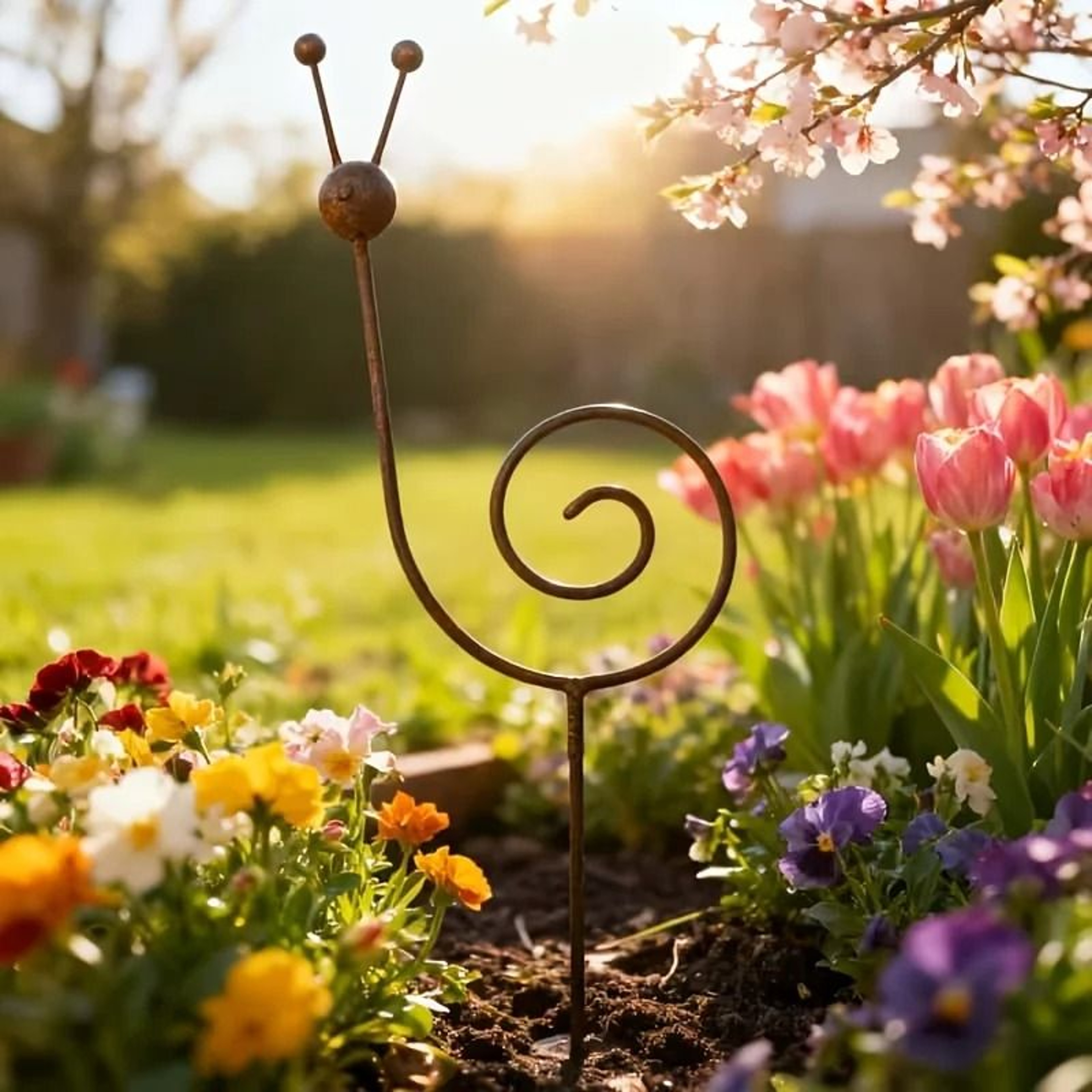 Rustic Metal Snail Garden Stake  Rustproof Plant Support And Yard Art Ornament 0