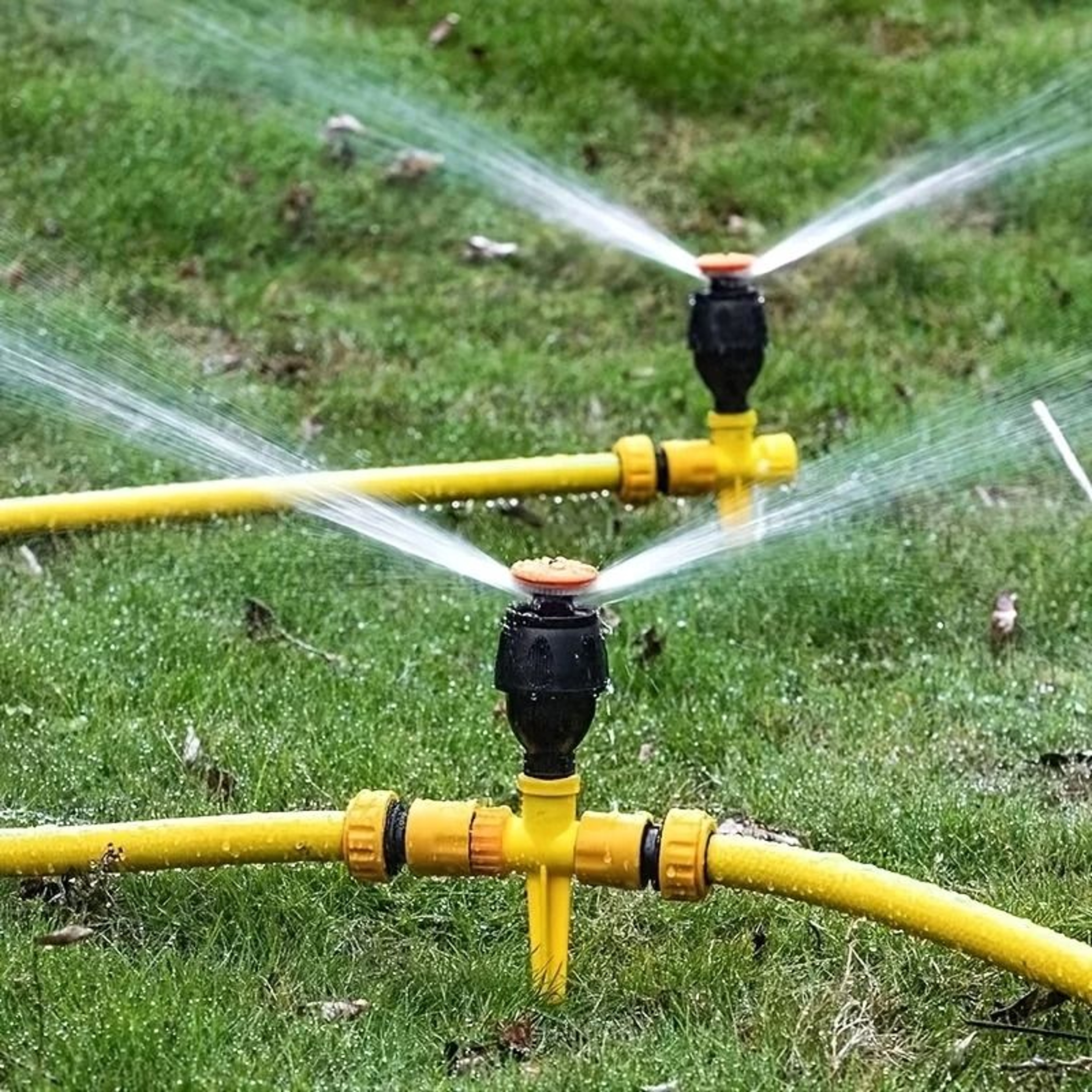 360 Automatic Rotating Lawn Sprinkler Set  Linkable Ground Spike Irrigation Sprinkler 1