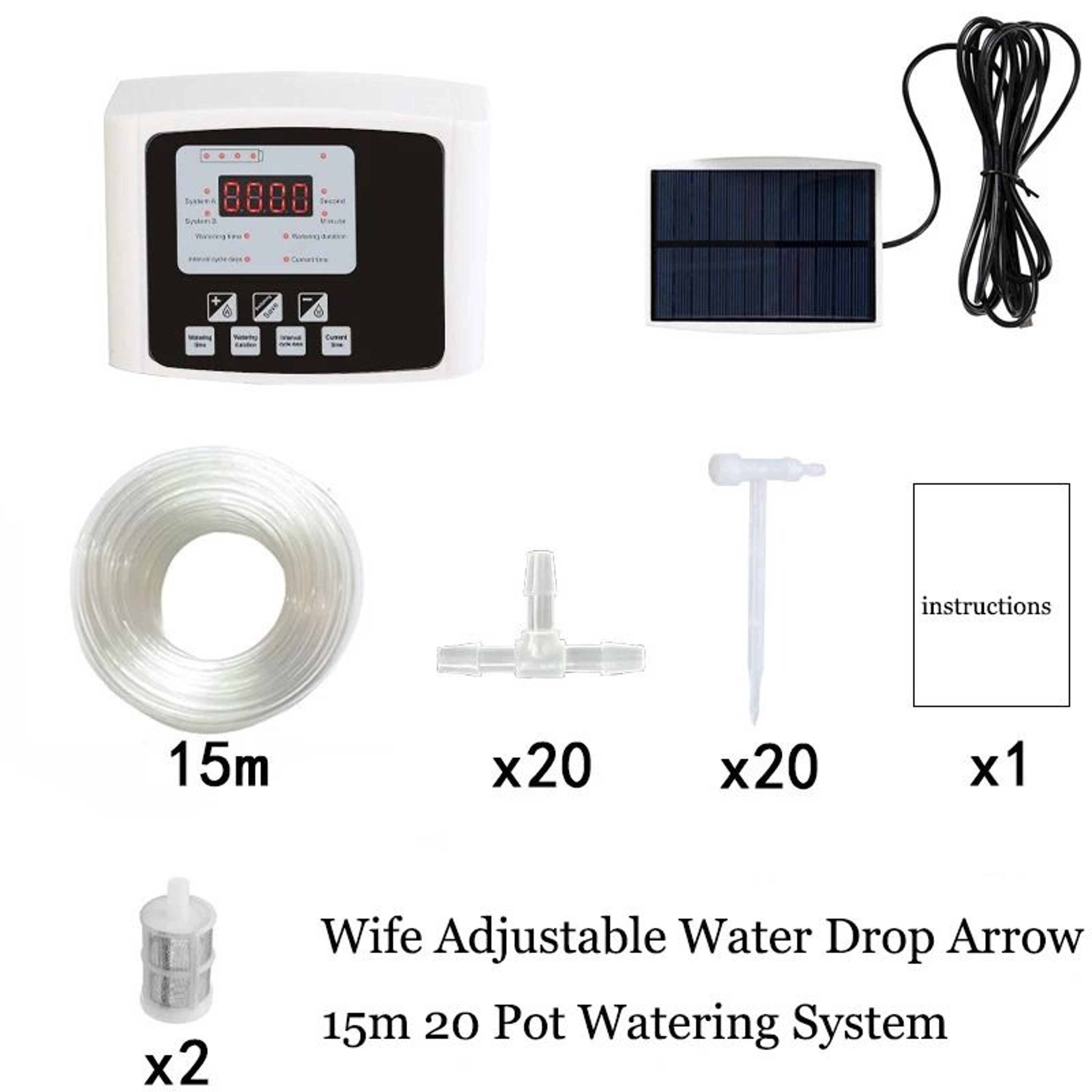 Solar Powered Double Pump Automatic Drip Irrigation System  Smart Garden Timer Kit With Adjustable  7