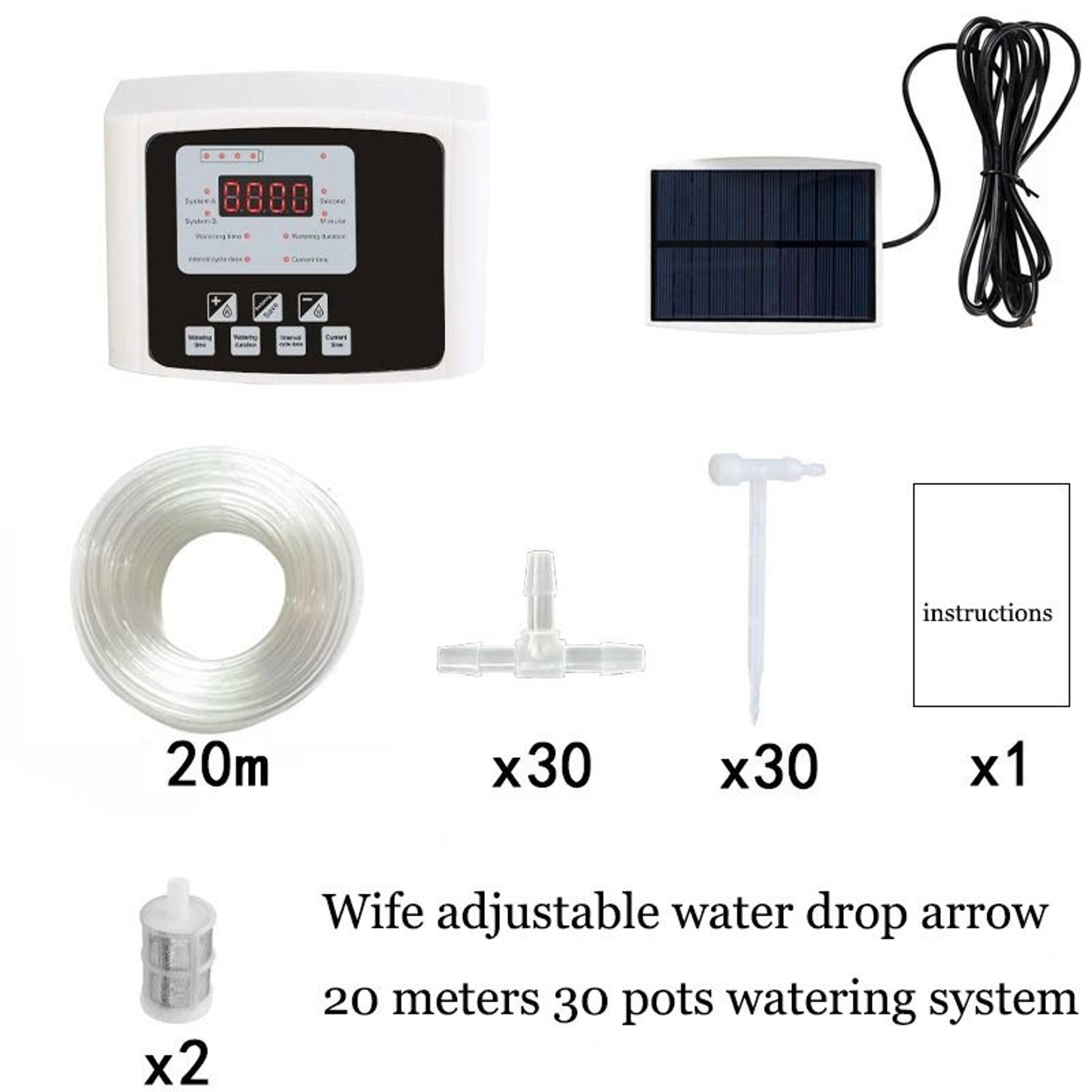 Solar Powered Double Pump Automatic Drip Irrigation System  Smart Garden Timer Kit With Adjustable  8