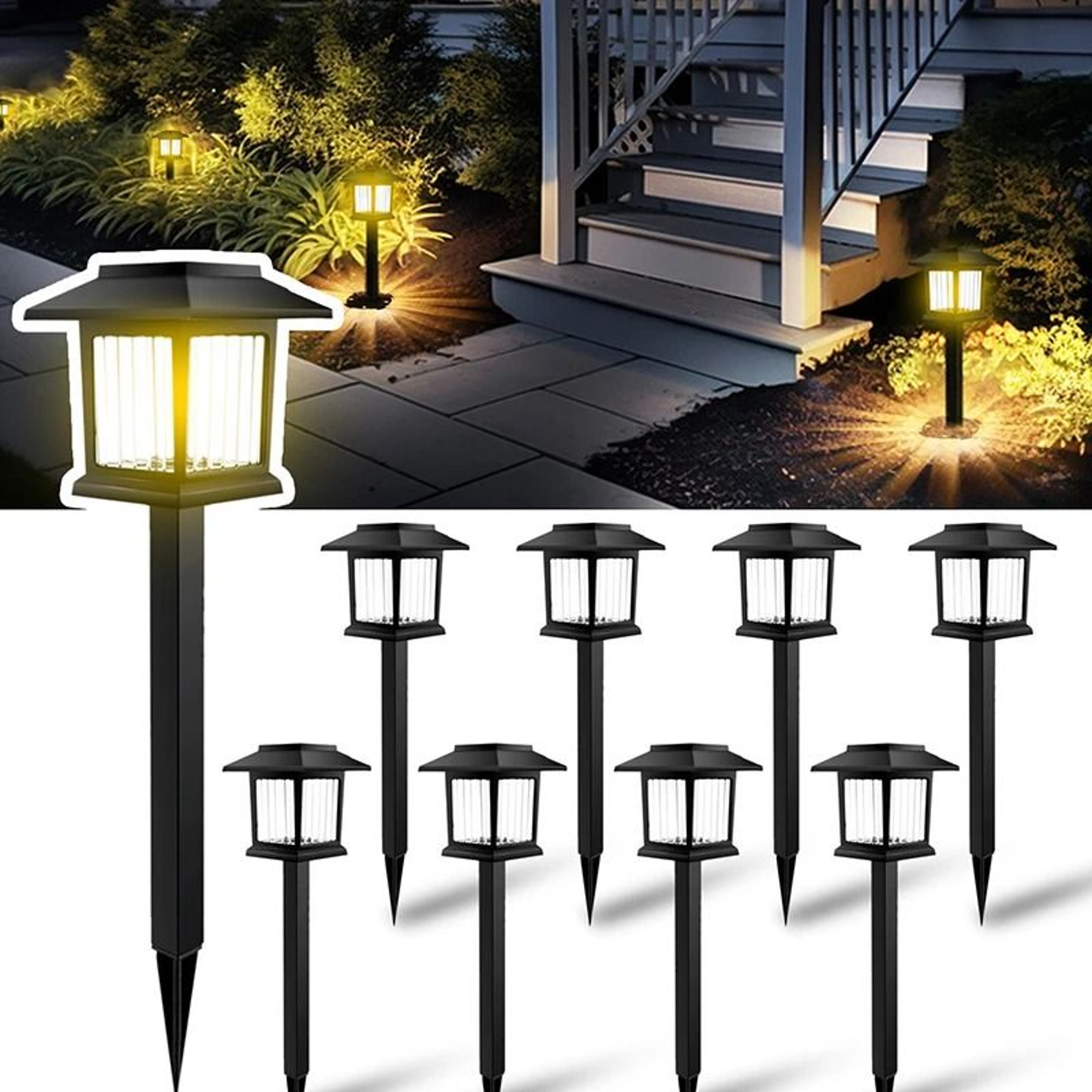 2PCS Waterproof Outdoor LED Solar Pathway Lights  Walkway Landscape Lamps For Garden Yard And Drive 0