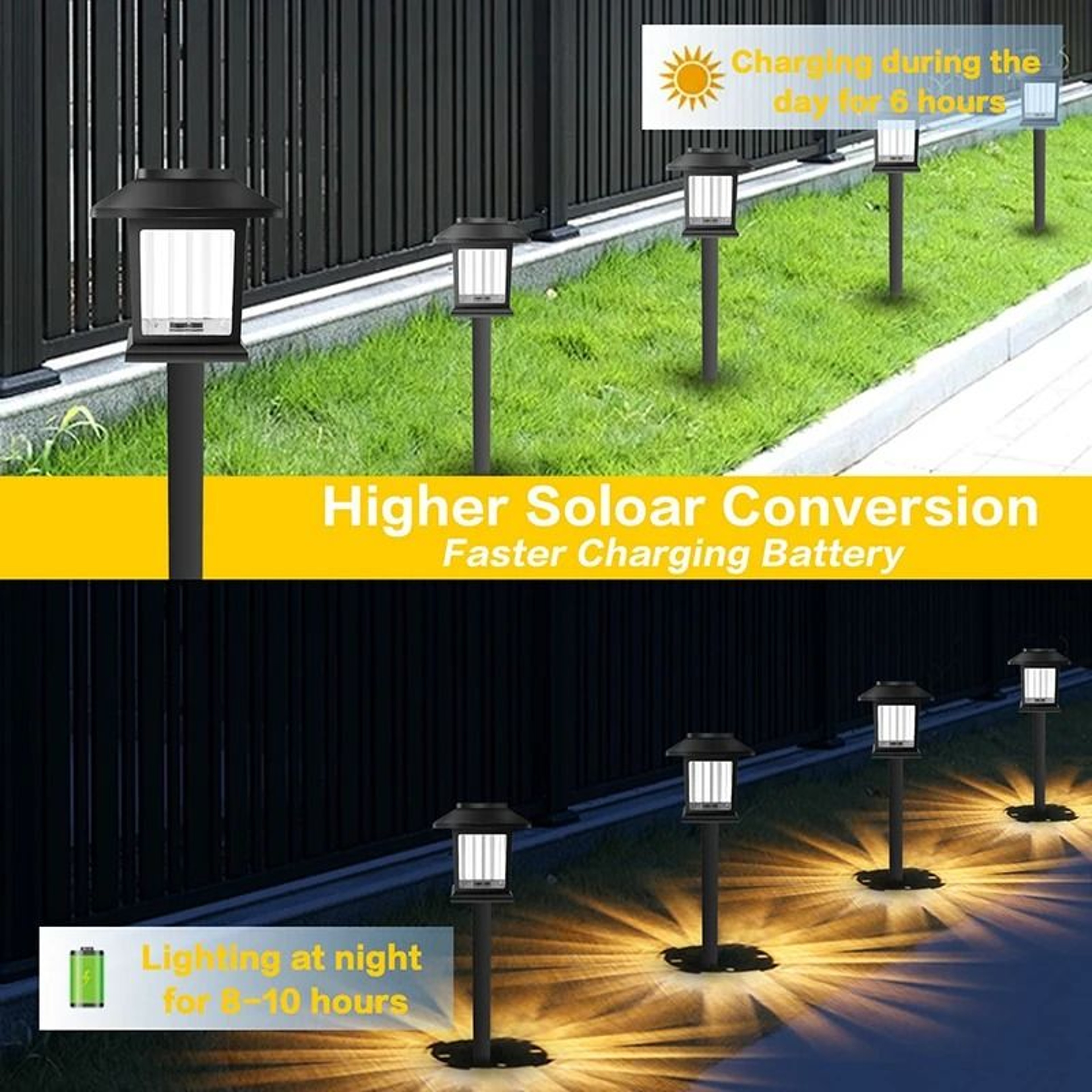 2PCS Waterproof Outdoor LED Solar Pathway Lights  Walkway Landscape Lamps For Garden Yard And Drive 4