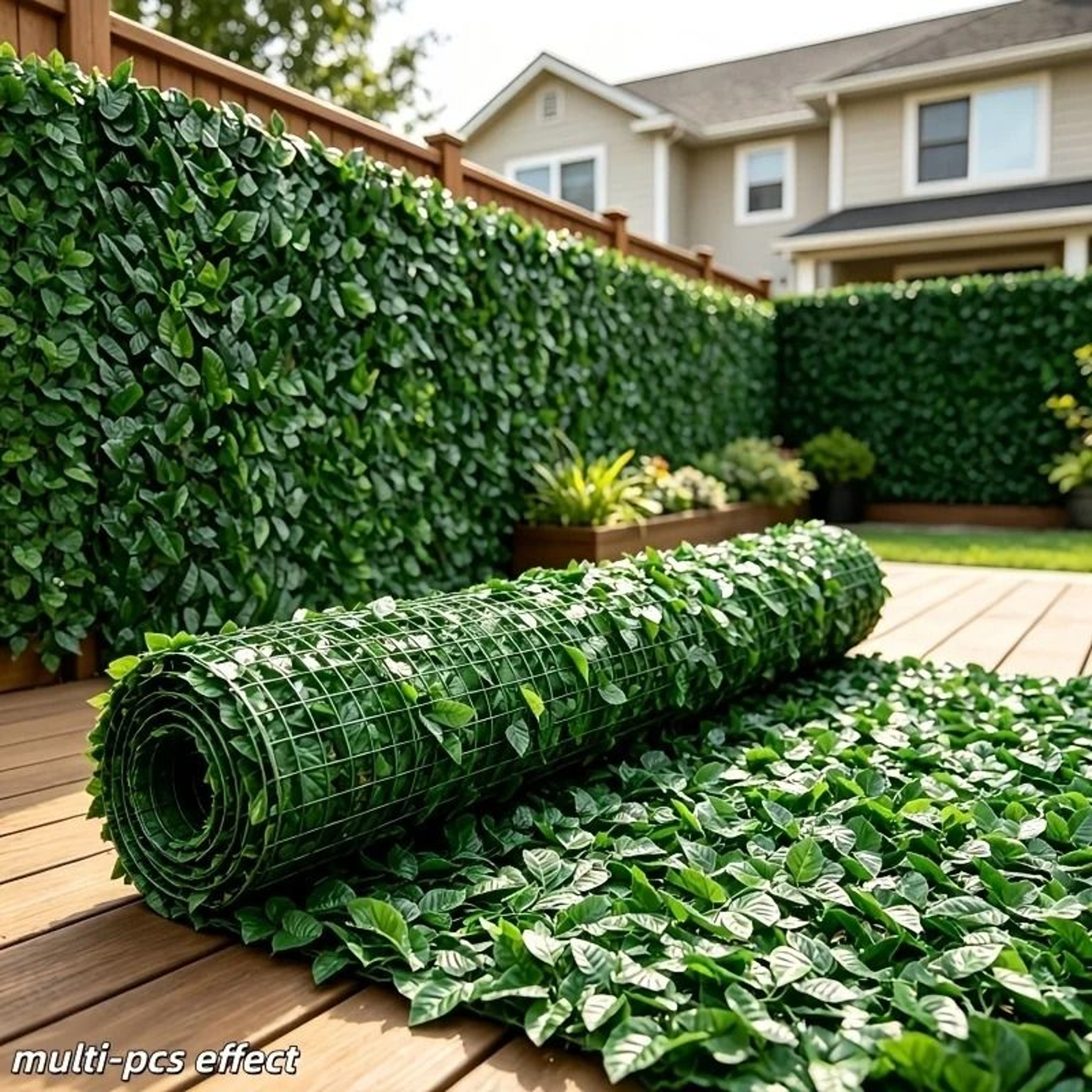 Artificial Green Leaf Privacy Fence Screen  Decorative Plastic Hedging Roll For Balcony And Porch 0