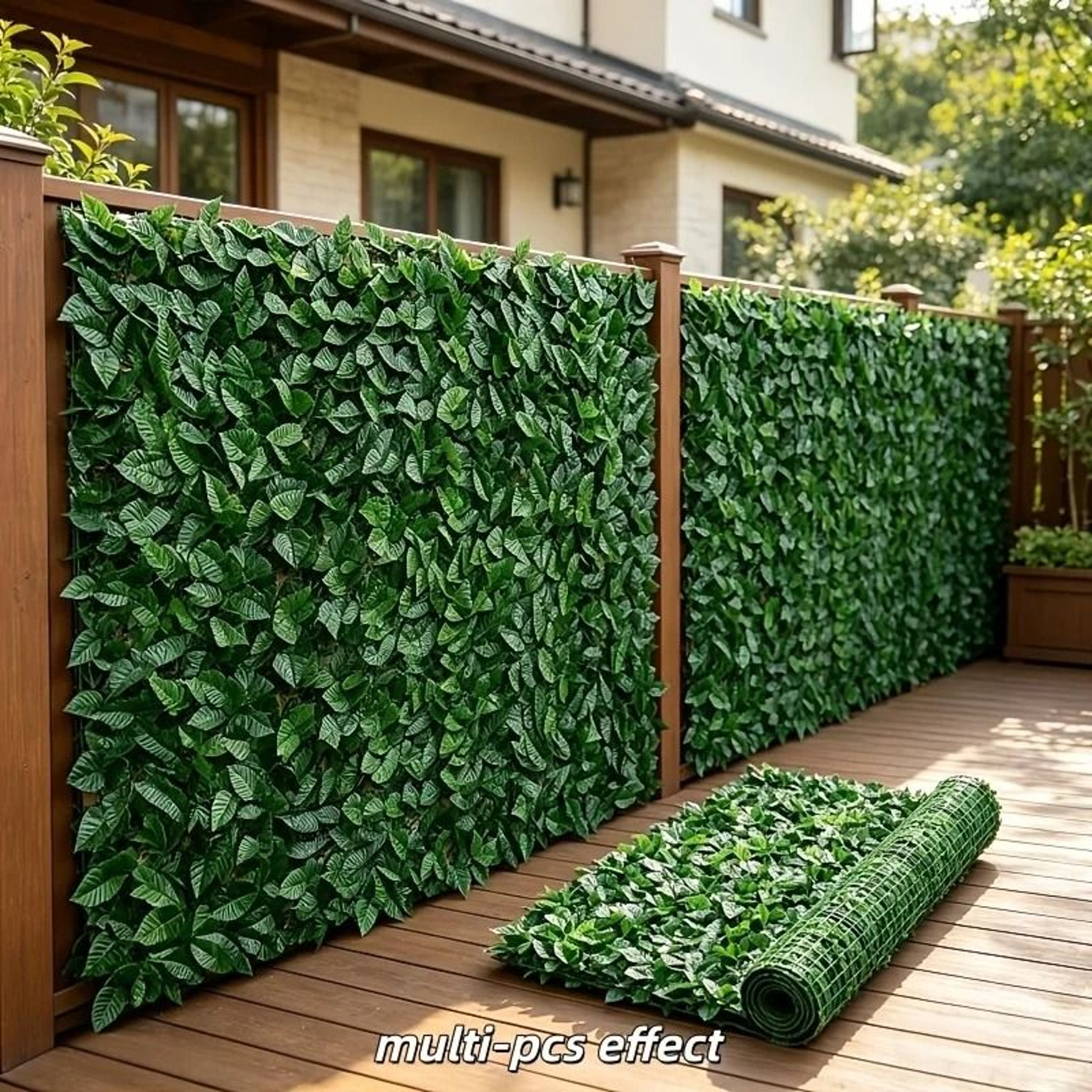 Artificial Green Leaf Privacy Fence Screen  Decorative Plastic Hedging Roll For Balcony And Porch 4