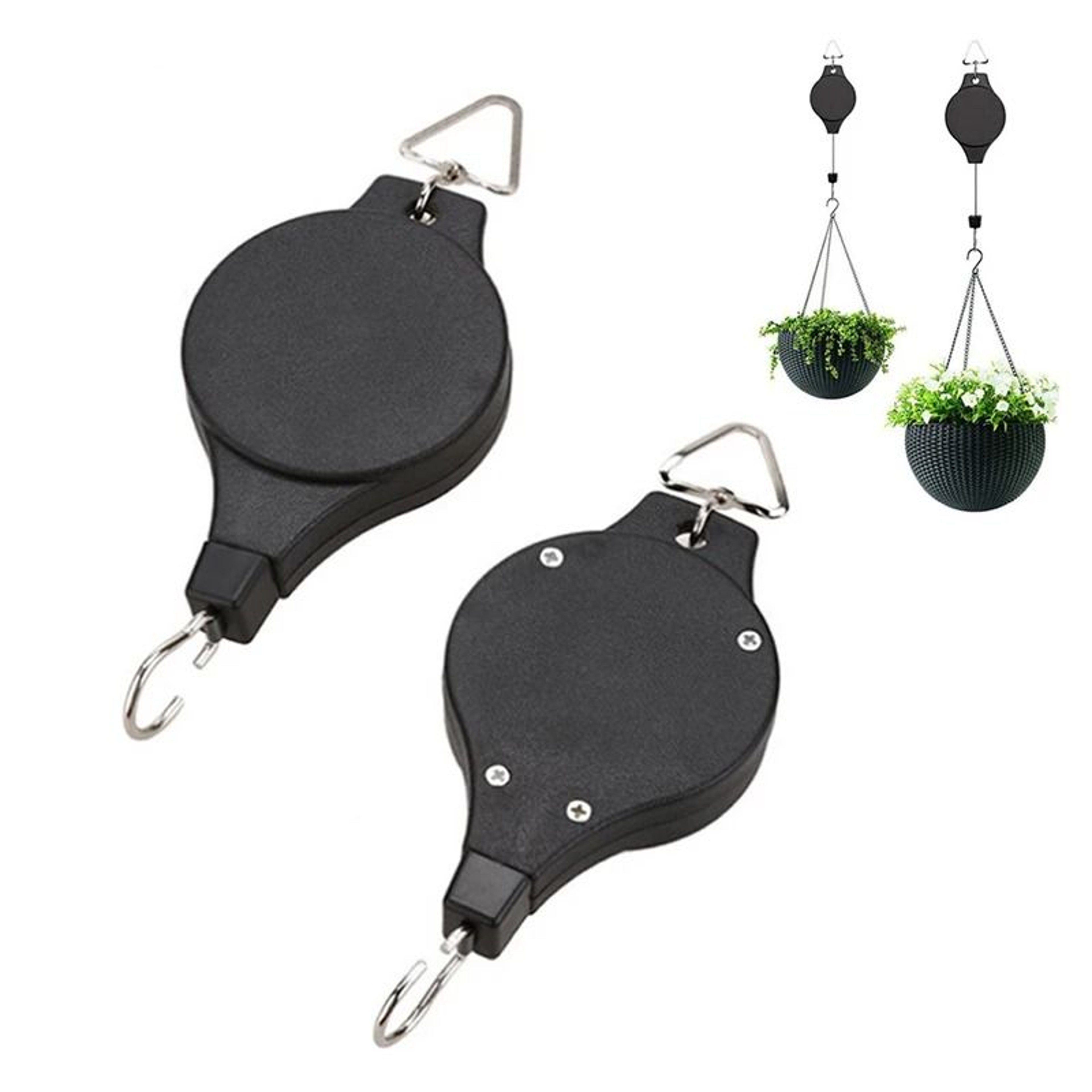 Flex Grip Retractable Plant Pulley Hook  Adjustable Pull Down Hanger For Indoor And Outdoor Hanging 3