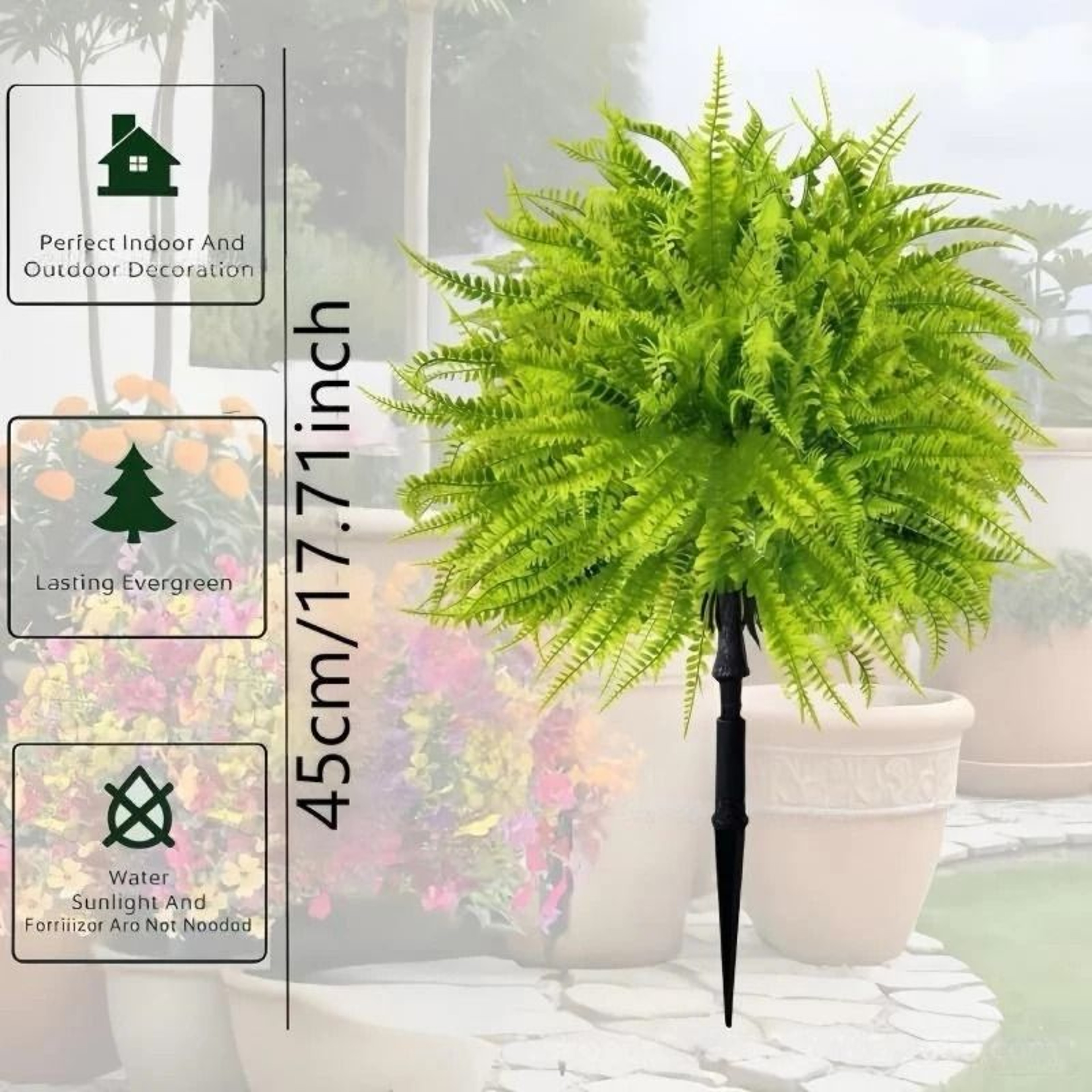 Artificial Persian Fern Cypress Tree Stakes – Fake Green Plant Bonsai Ornaments for Garden Landscape – view 8