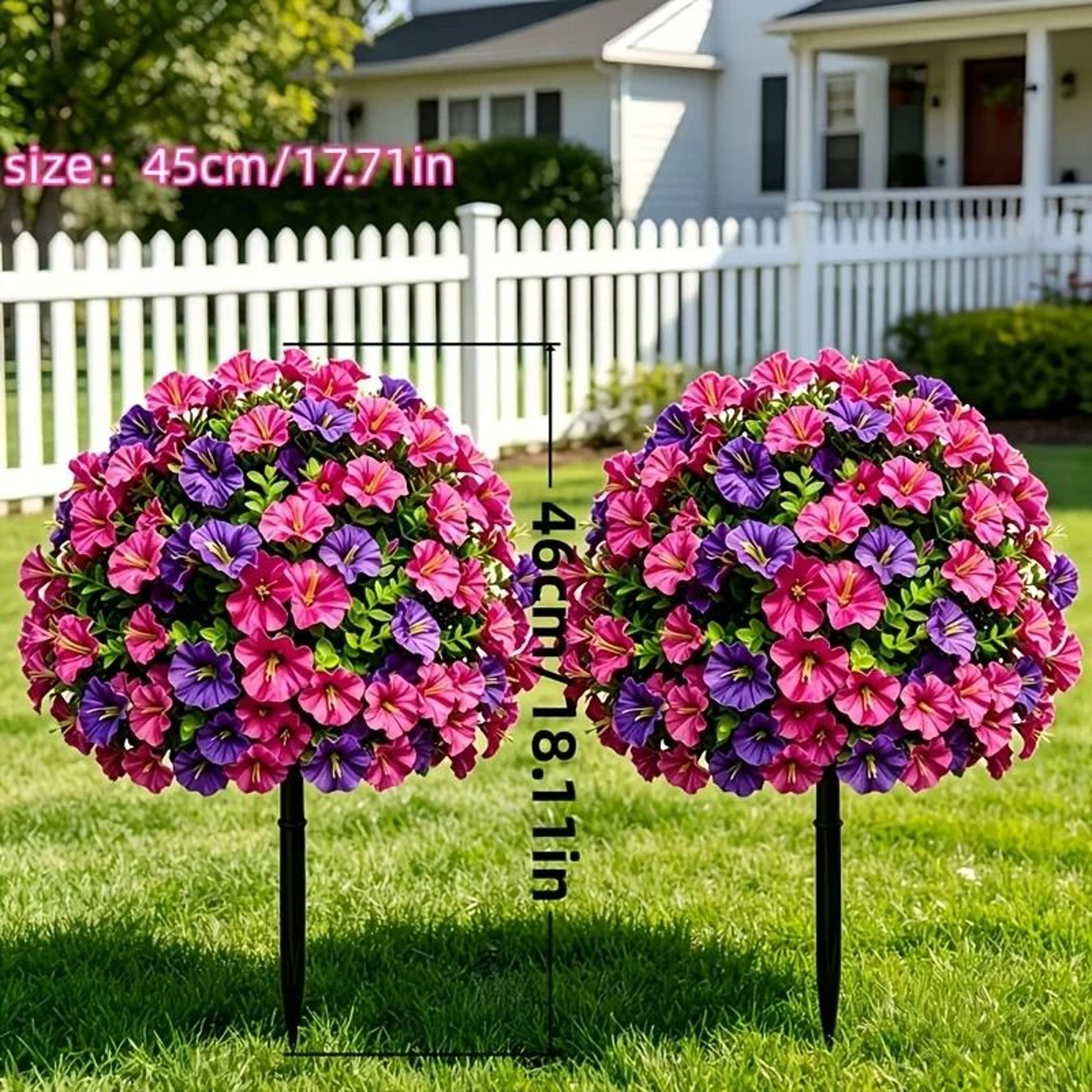 Artificial Morning Glory Flower Stakes with Ground Nails – Fake Greenery Picks for Garden, Yard, and Pathway Decor – view 8