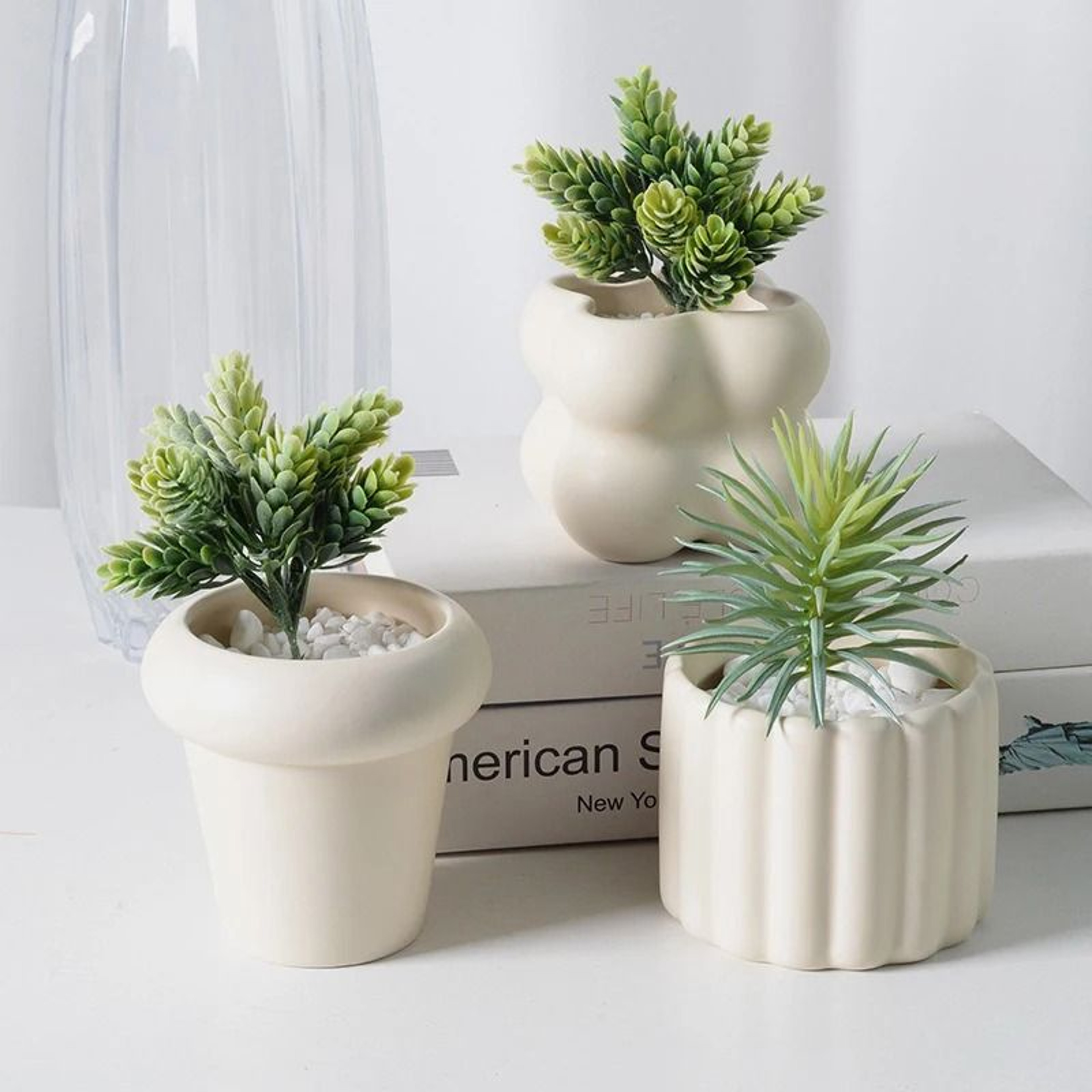 European Style Ceramic Flowerpot  Simple Small Bonsai  Succulent Planter Container 2