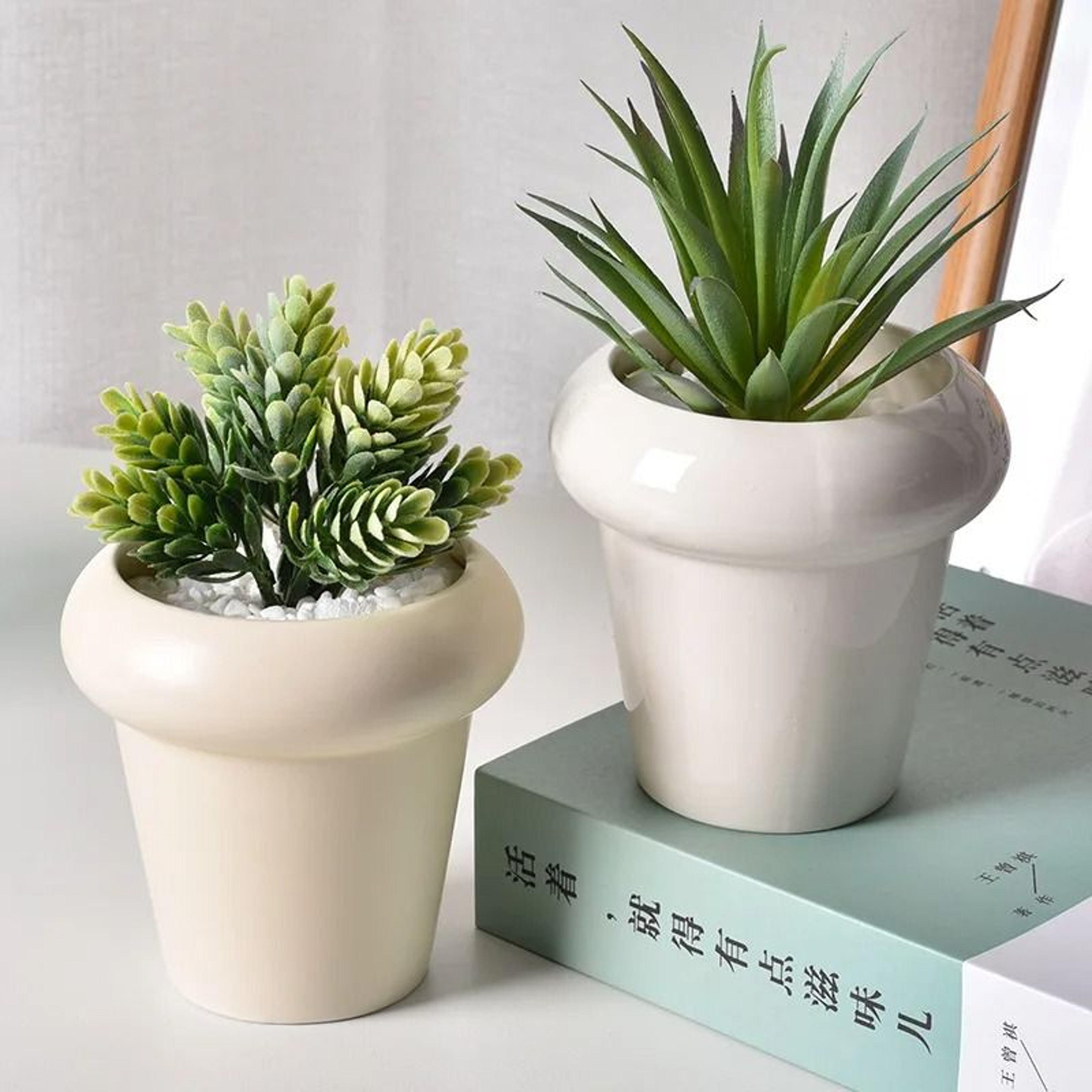 European Style Ceramic Flowerpot  Simple Small Bonsai  Succulent Planter Container 0