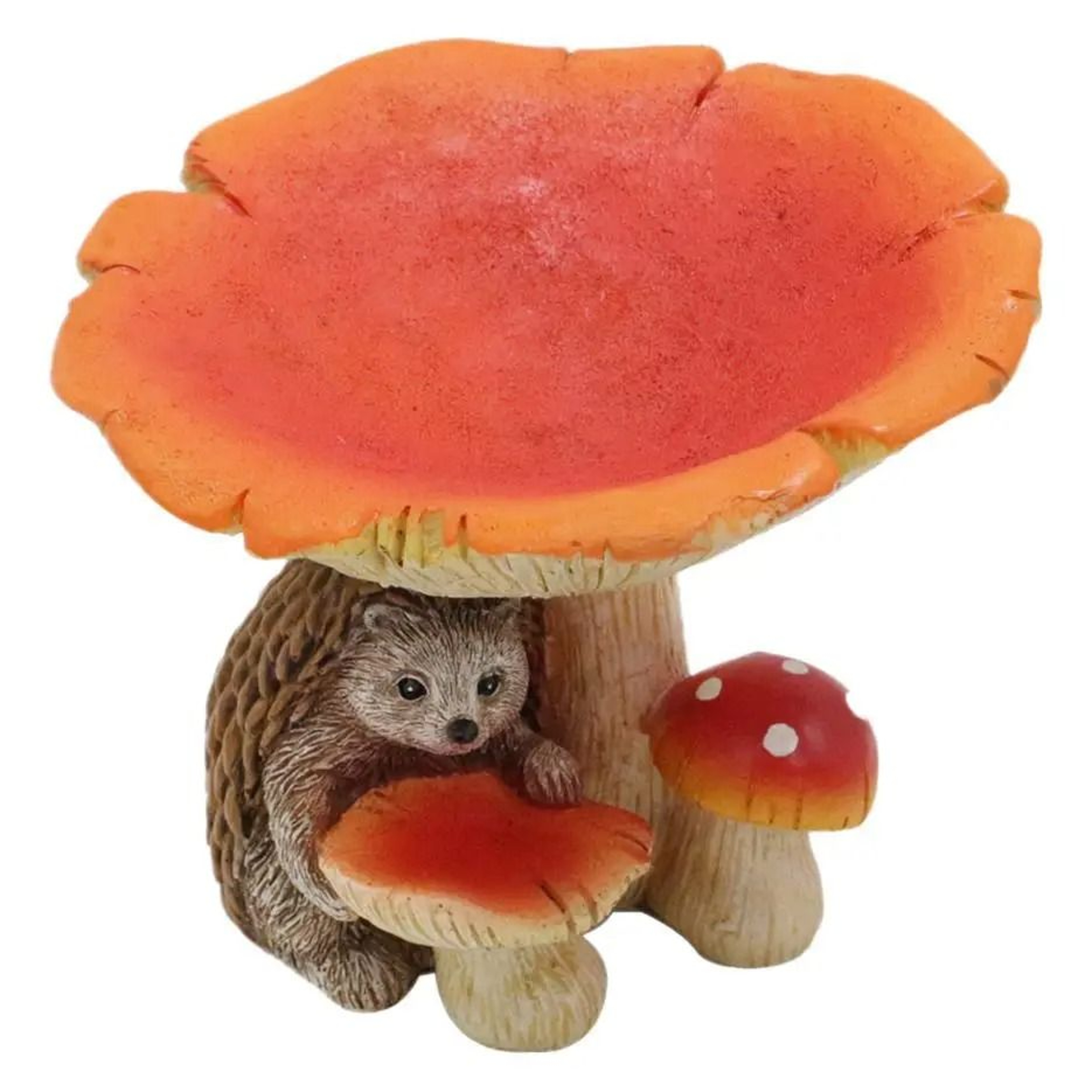 Cartoon Mushroom Hedgehog Figurine  Creative Resin Bird Feeder  Garden Sculpture Ornament 4