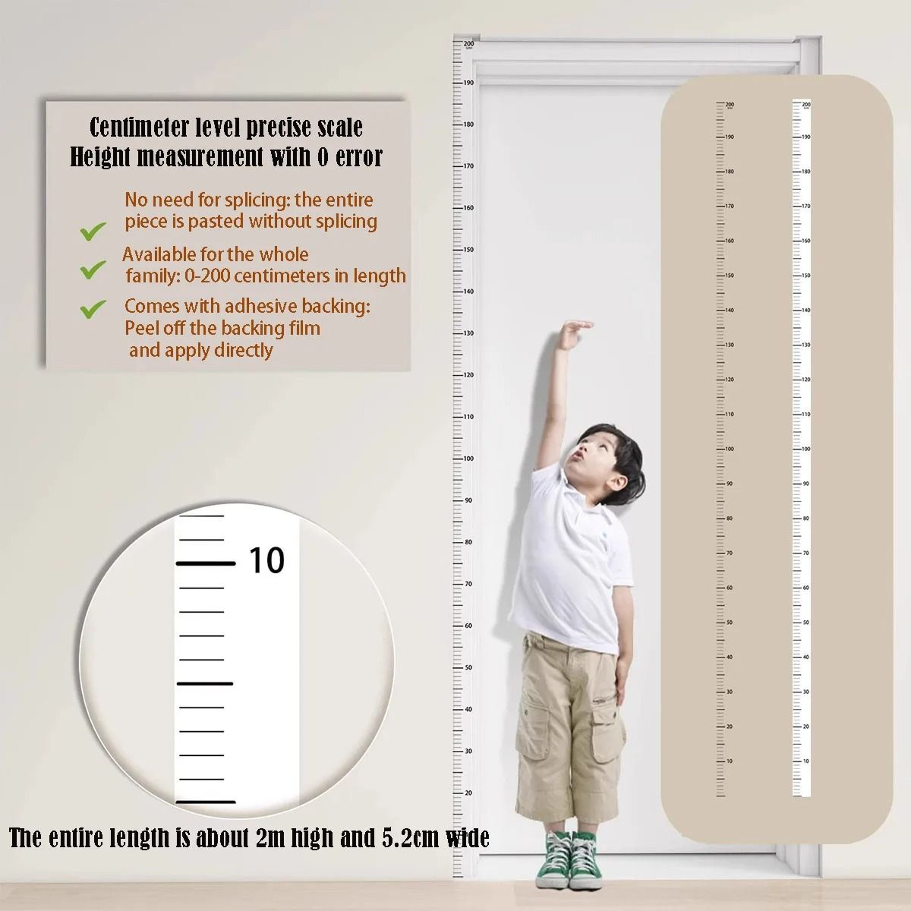 Height Growth Chart Wall Sticker 065 Ft  0200 Cm  Waterproof SelfAdhesive Height Ruler For Kids  St 5