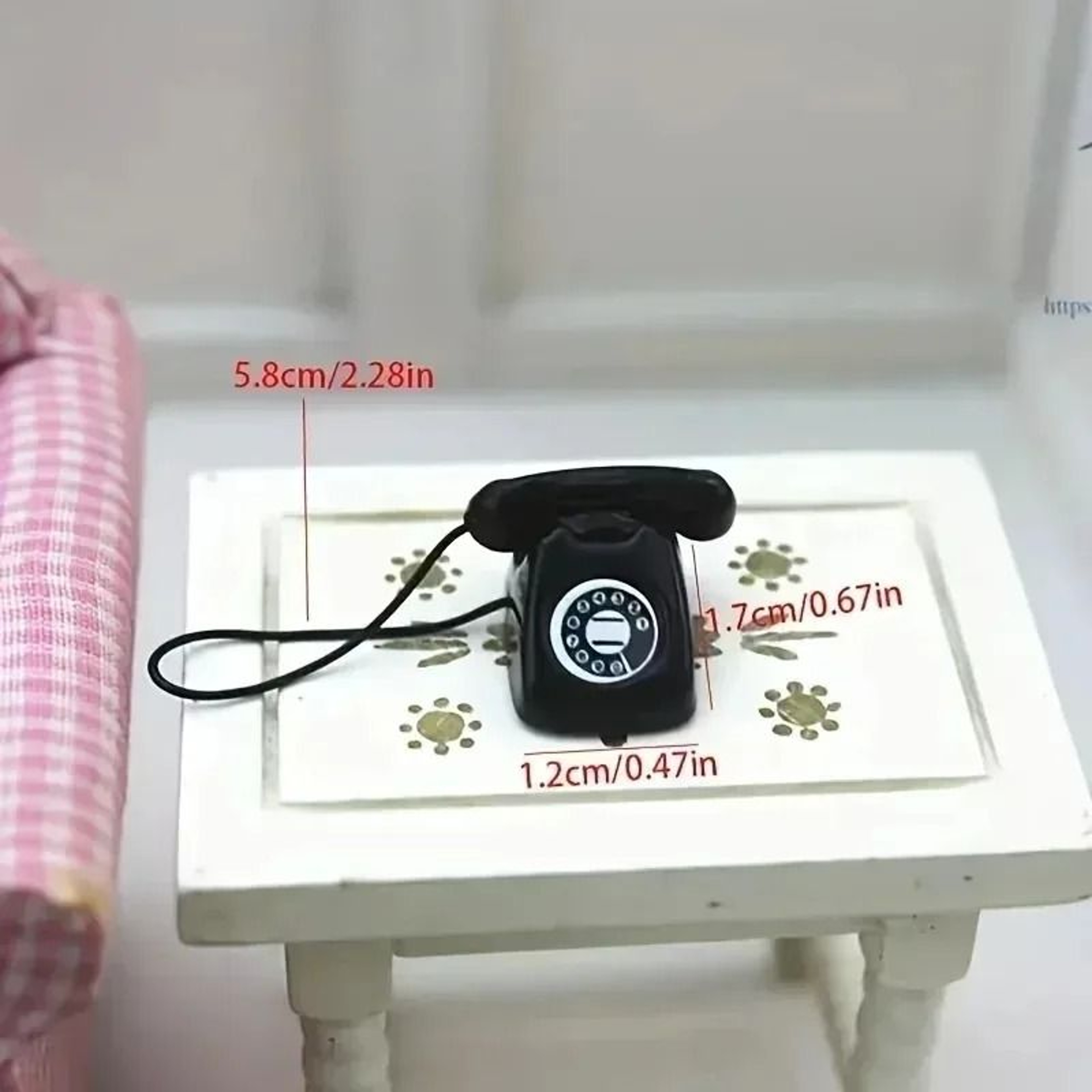 Miniature Retro Rotary Telephone Model  Vintage Alloy Landline Phone For Dollhouse Furniture  Diora 5