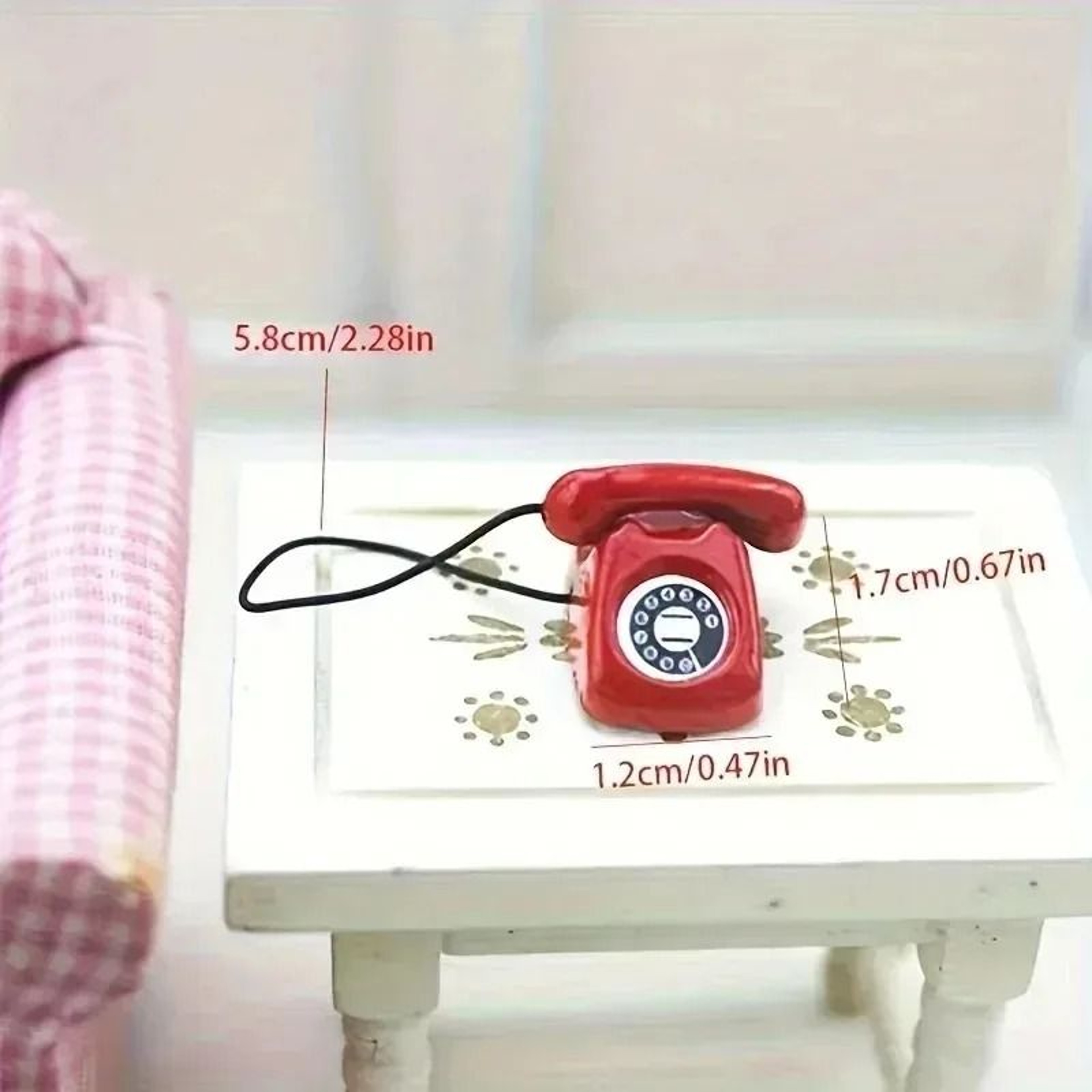 Miniature Retro Rotary Telephone Model – Vintage Alloy Landline Phone for Dollhouse Furniture & Diorama Accessories – view 9