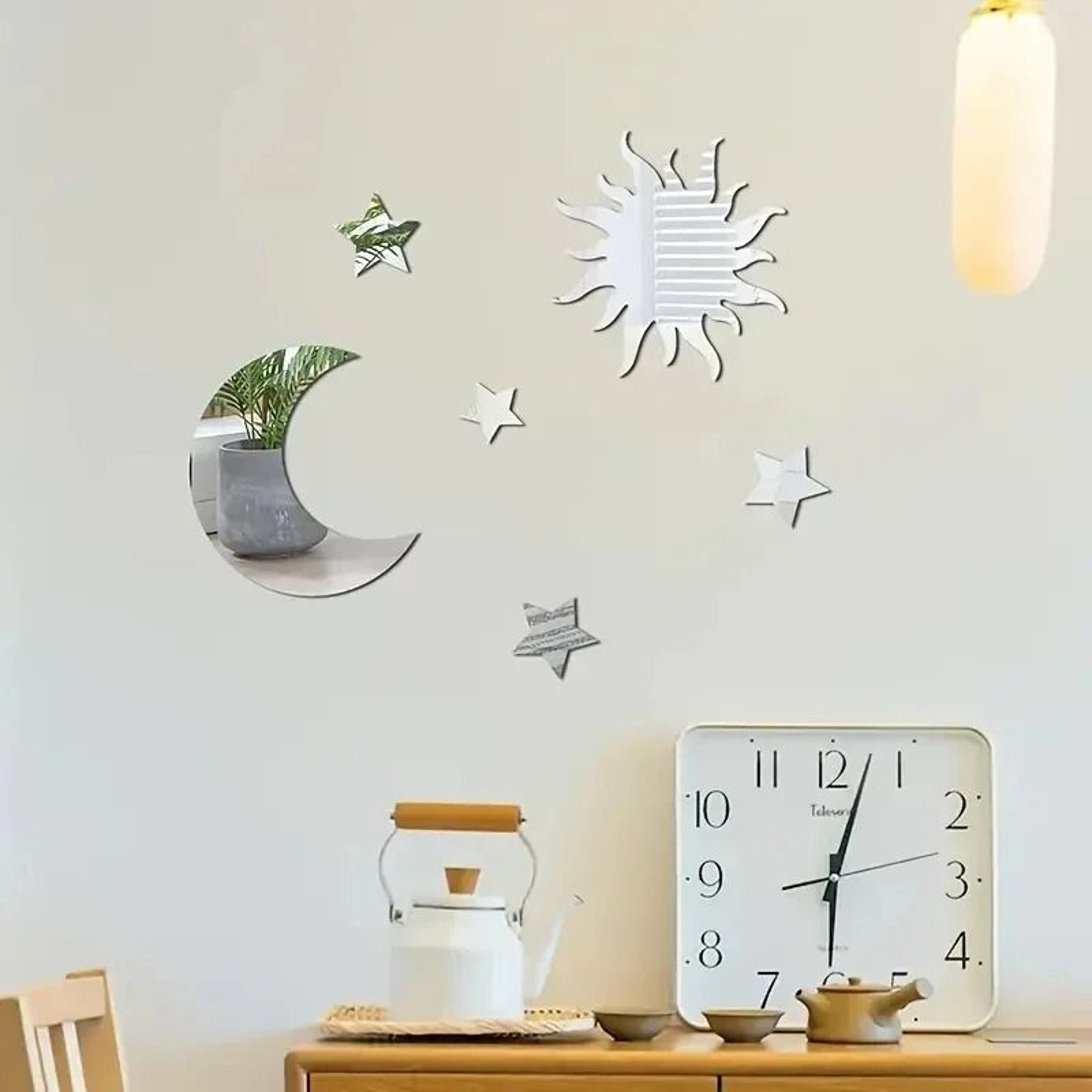 6 PCS Star  Moon Combination Mirror Wall Stickers  Acrylic Decal Set For Bedroom Living Room  Holid 3