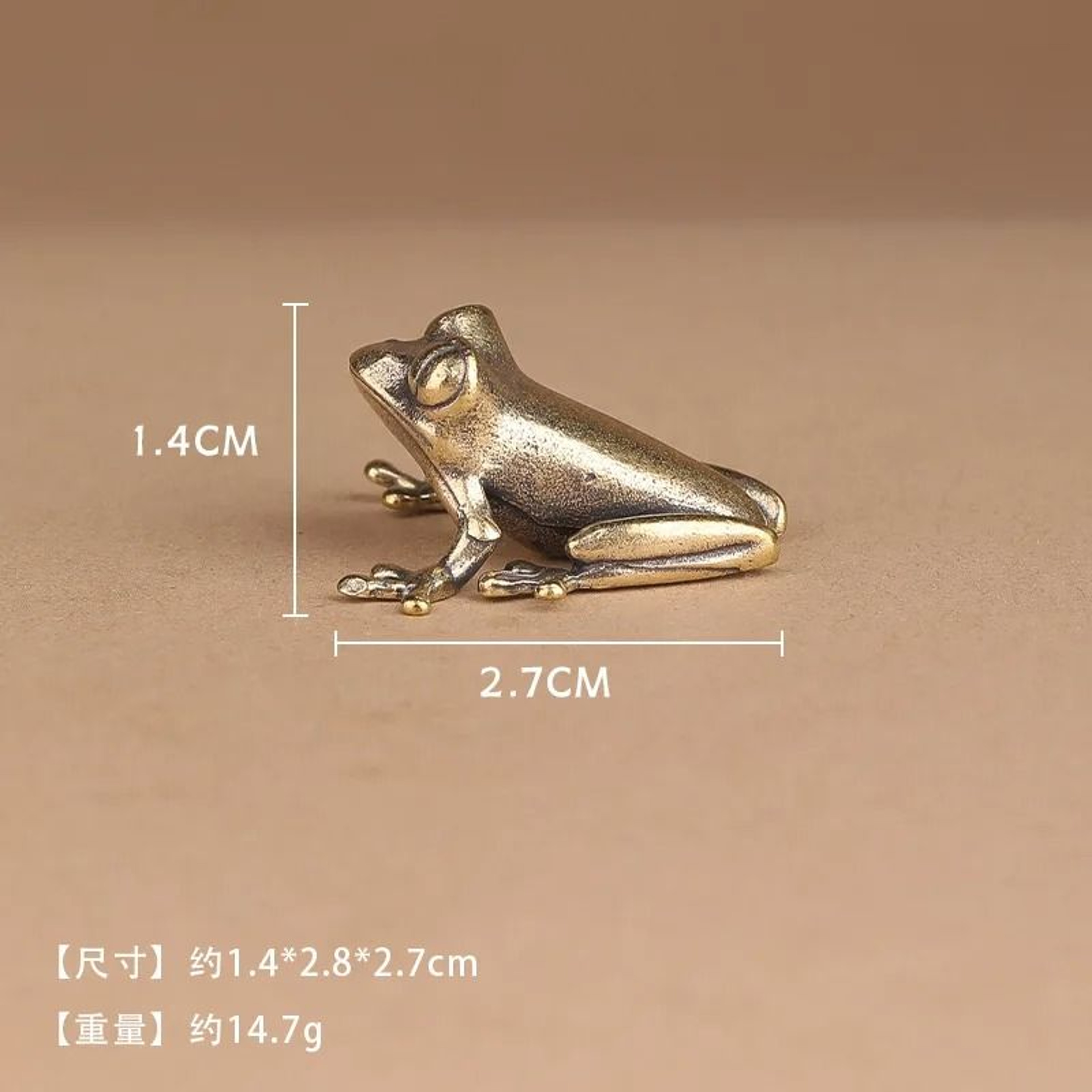 Retro Brass Mini Frog Statue – Vintage Toad Miniature Figurine & Desktop Ornament Tea Pet – view 7