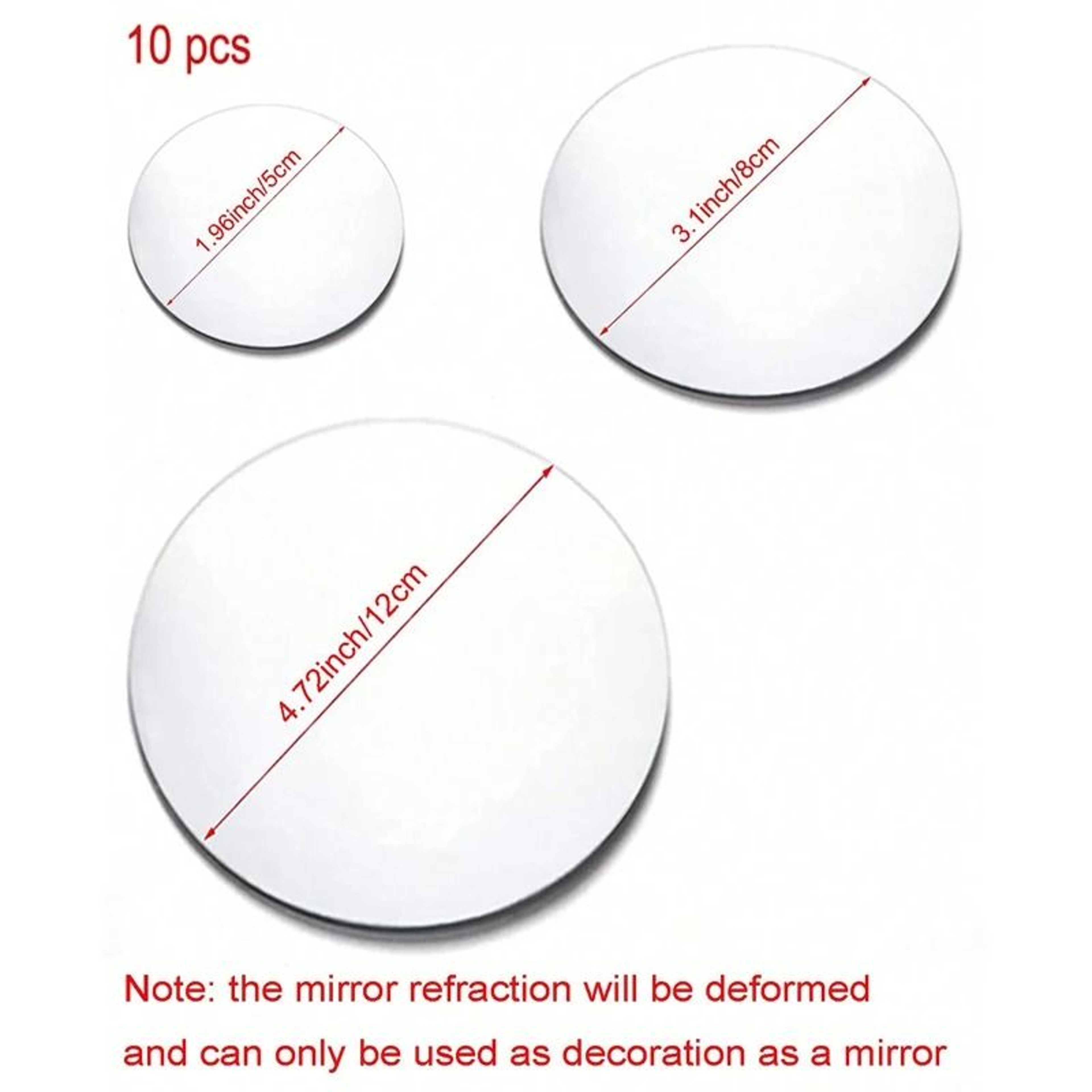 10 Pcs Round Acrylic Mirror Wall Stickers  Silver Thickened DIY Decorative Mirror Decals For Home   1