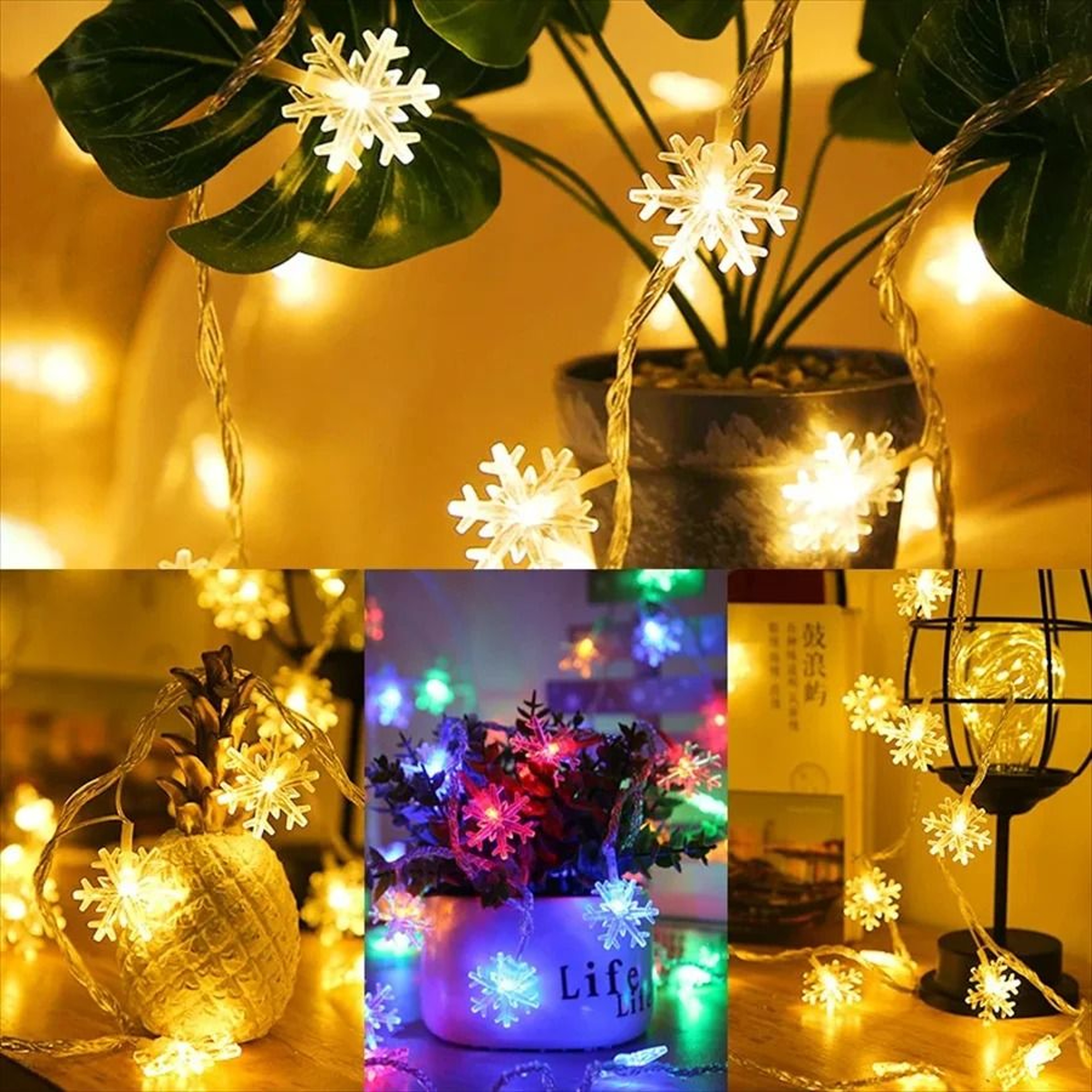 Snowflake LED String Lights  Battery  USB Powered Christmas Fairy Lights For Tree  Holiday Decor 5