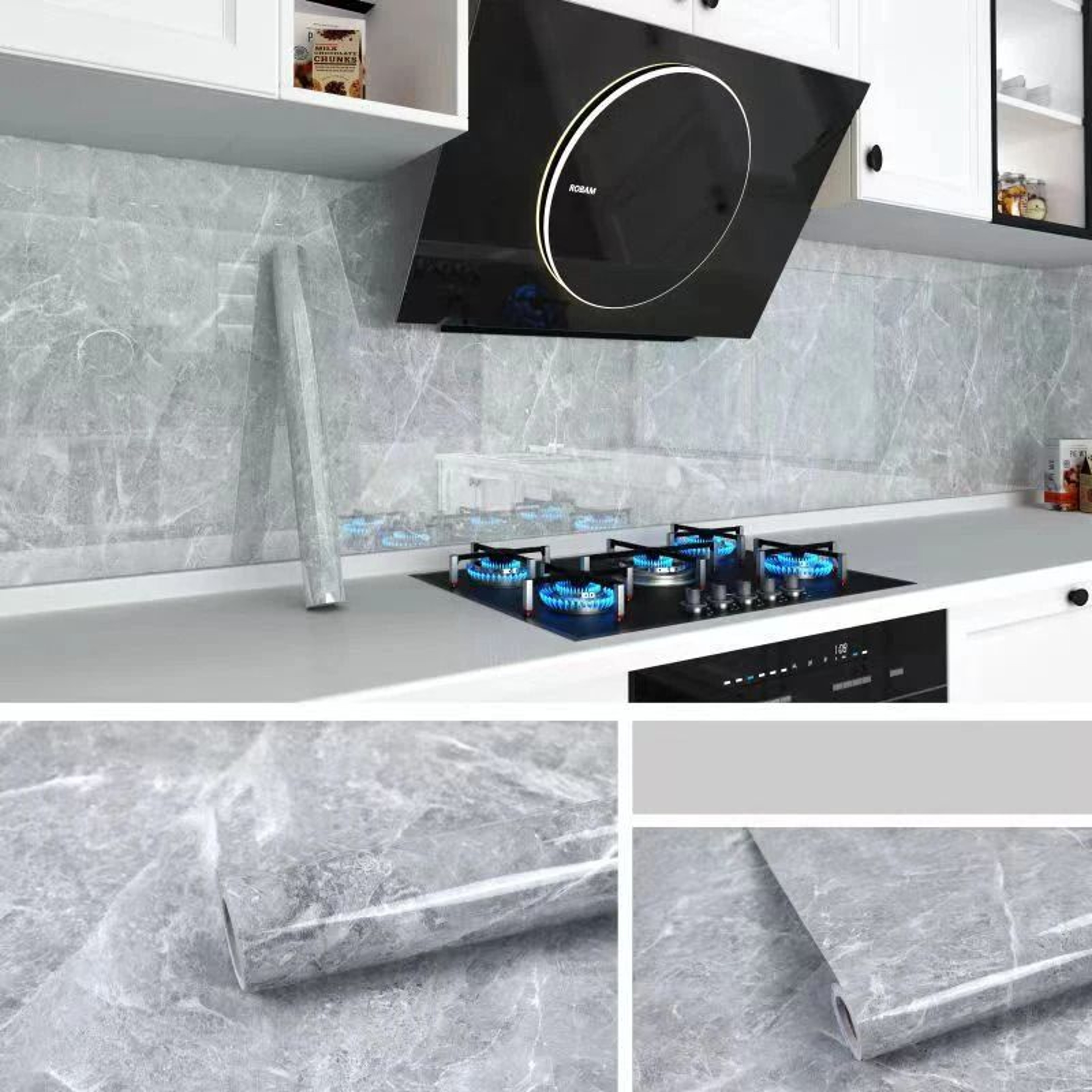 Oil Proof Marble Wall Sticker Roll  Self Adhesive Waterproof Countertop  Cabinet Renovation Film 18