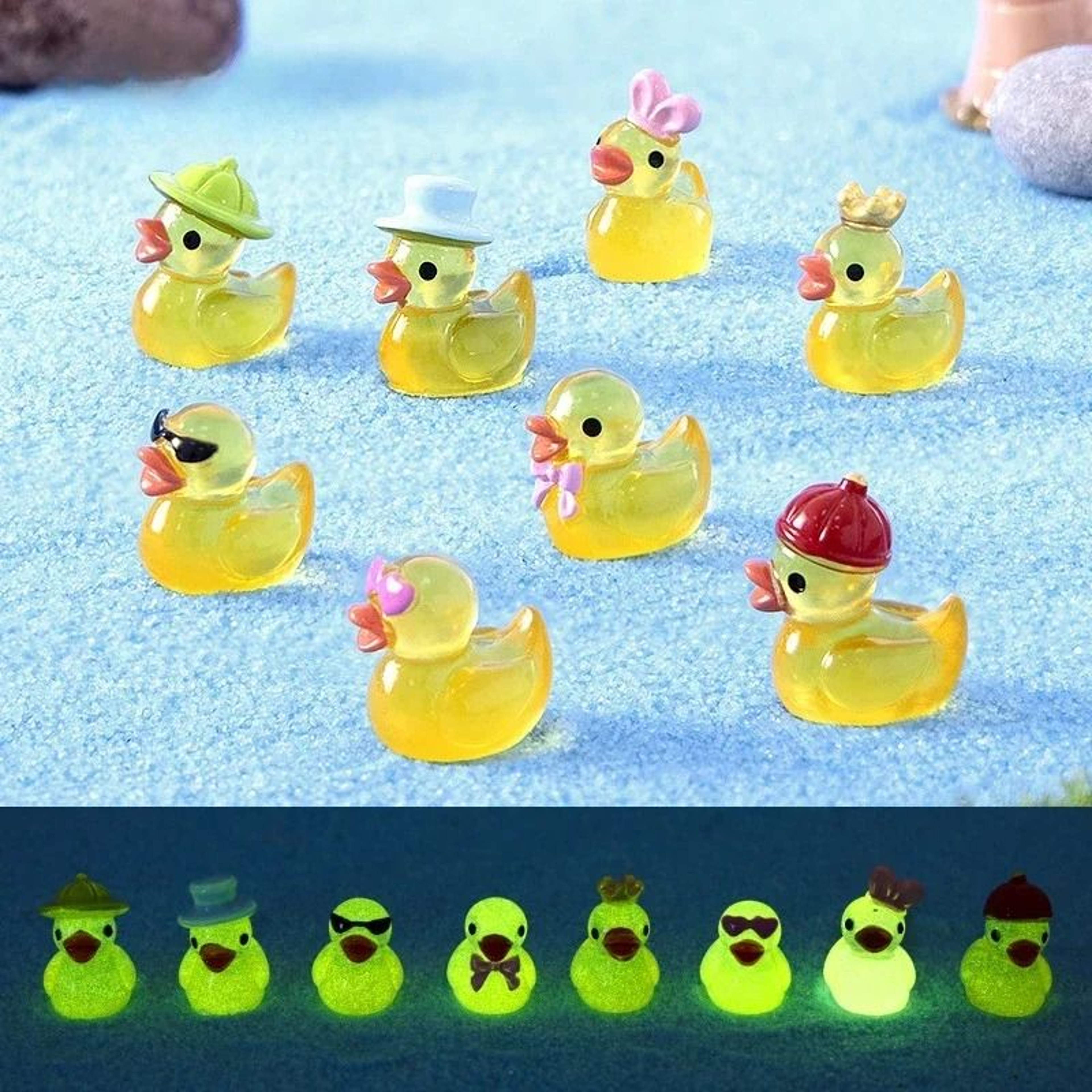 Mini Yellow Luminous Duck Ornaments Miniature Glow In The Dark Ducks For Micro Fairy Garden Landsca