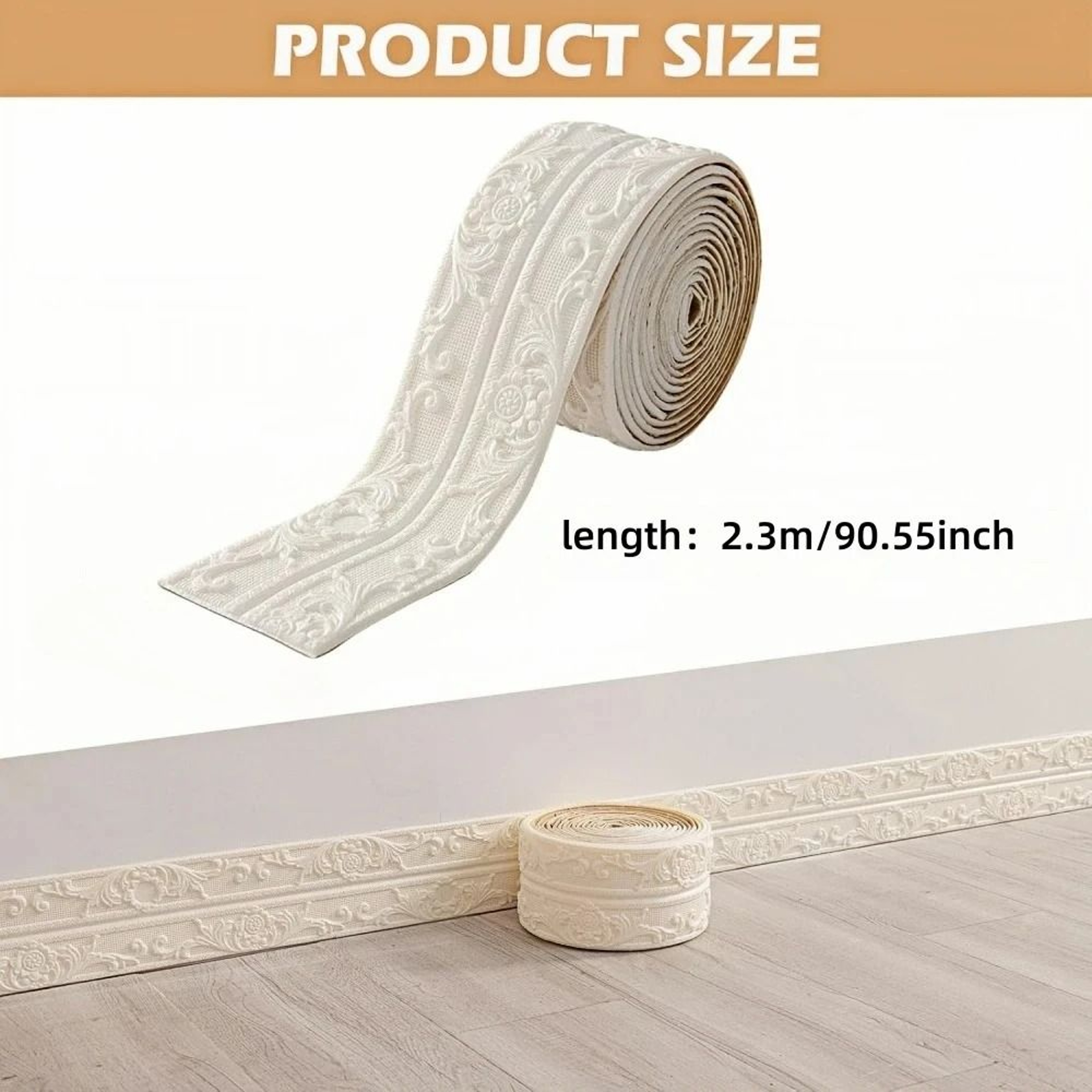 1 Roll Ceiling Decor Strip Wall Sticker Waterproof Antifouling Self Adhesive Baseboard Border For T 1