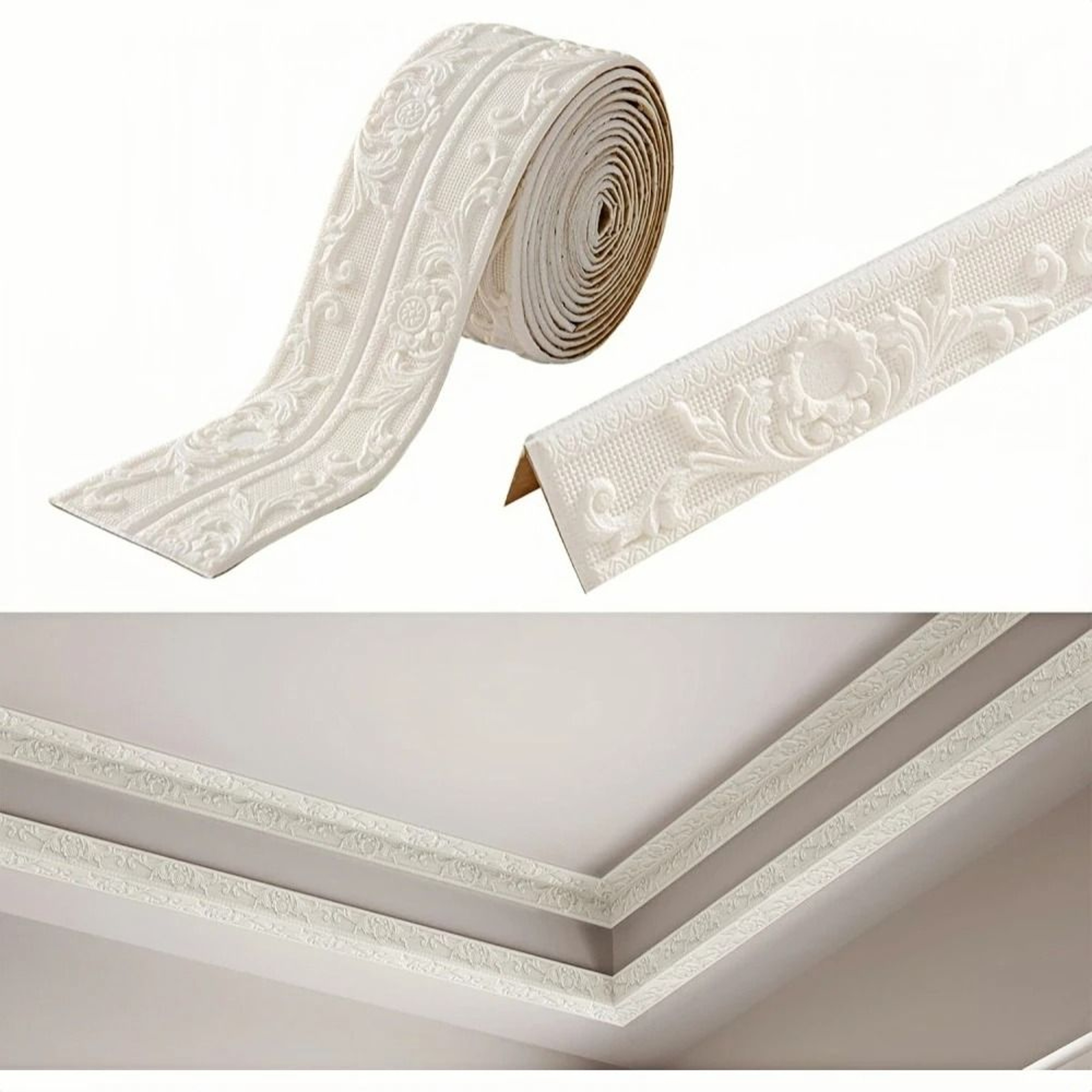 1 Roll Ceiling Decor Strip Wall Sticker Waterproof Antifouling Self Adhesive Baseboard Border For T 0