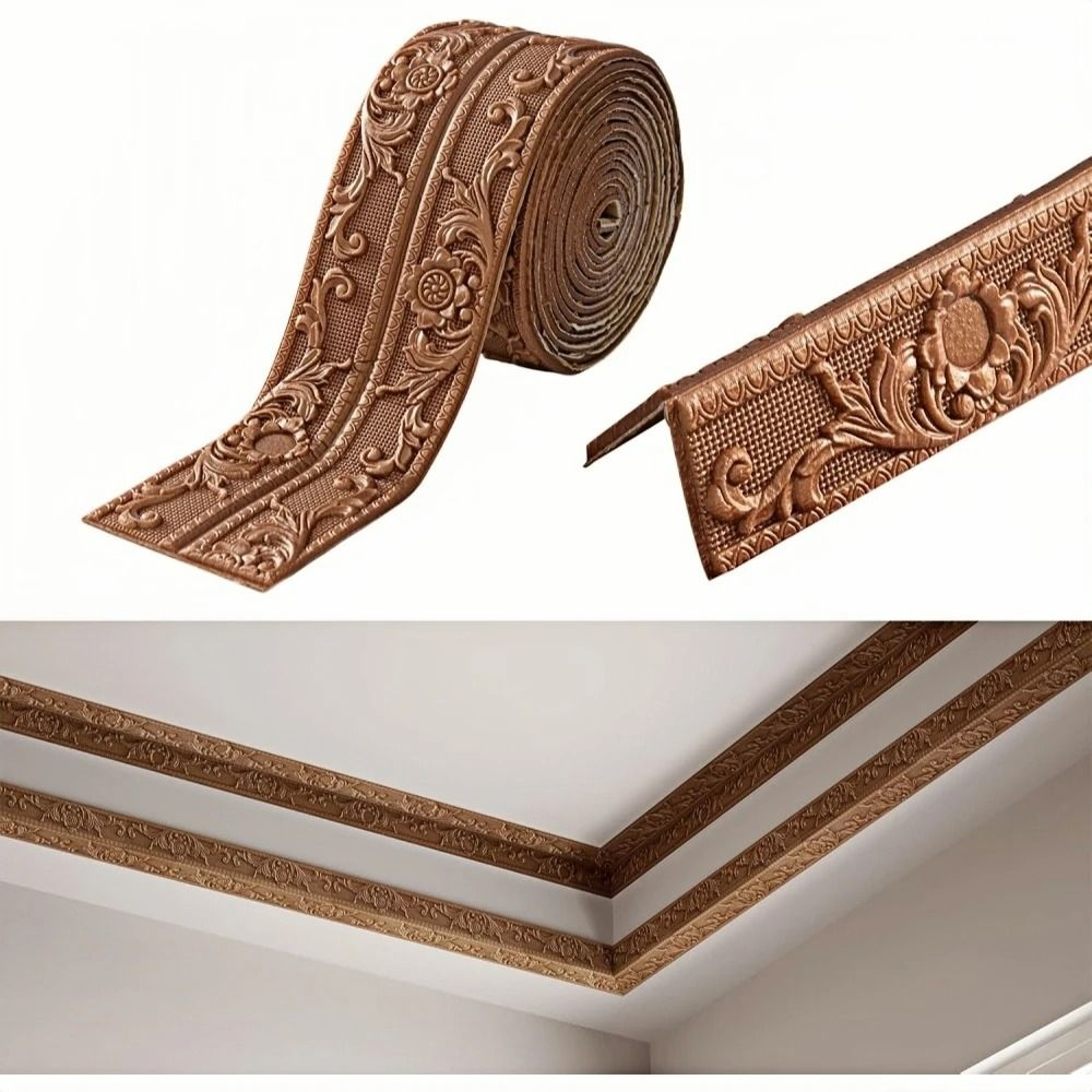1 Roll Ceiling Decor Strip Wall Sticker Waterproof Antifouling Self Adhesive Baseboard Border For T 8