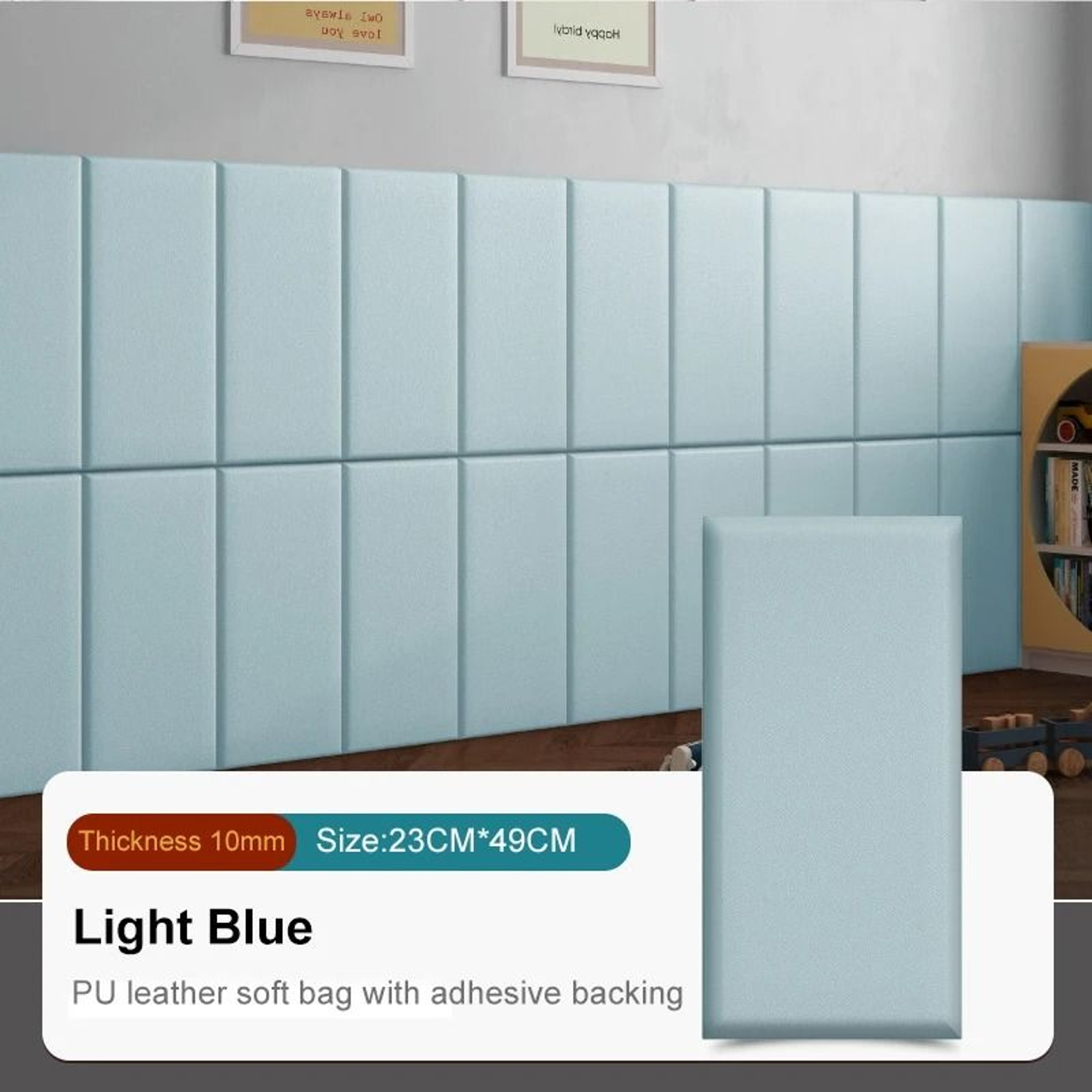 5 Pcs 3D Anti Collision Wall Padding Peel And Stick Upholstered Panels Soft PU Leather Headboard Fo 8