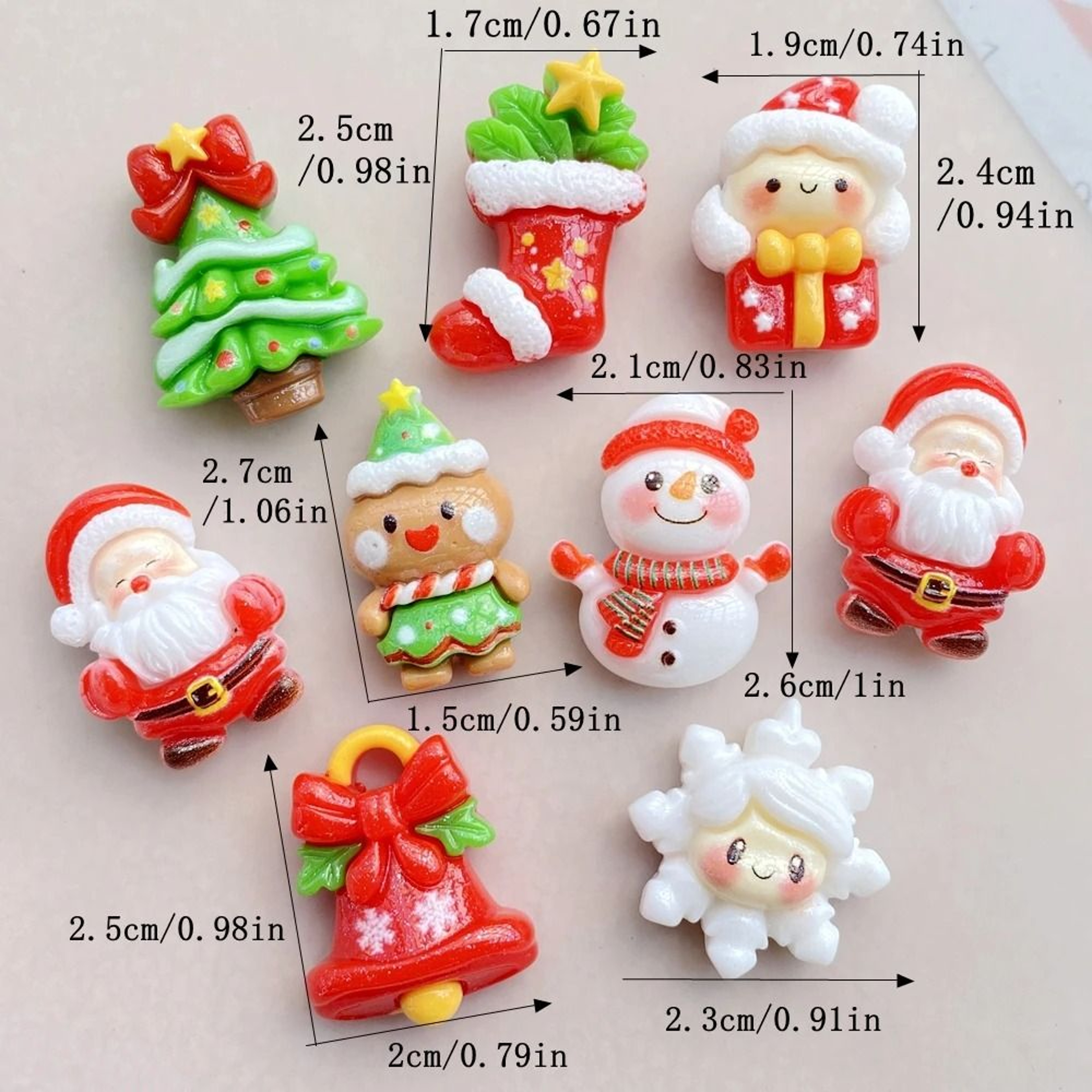 10 Pcs Cute Resin Christmas Snowman Tree Bell Flatback Scrapbooking DIY Jewelry Craft Accessories – view 1