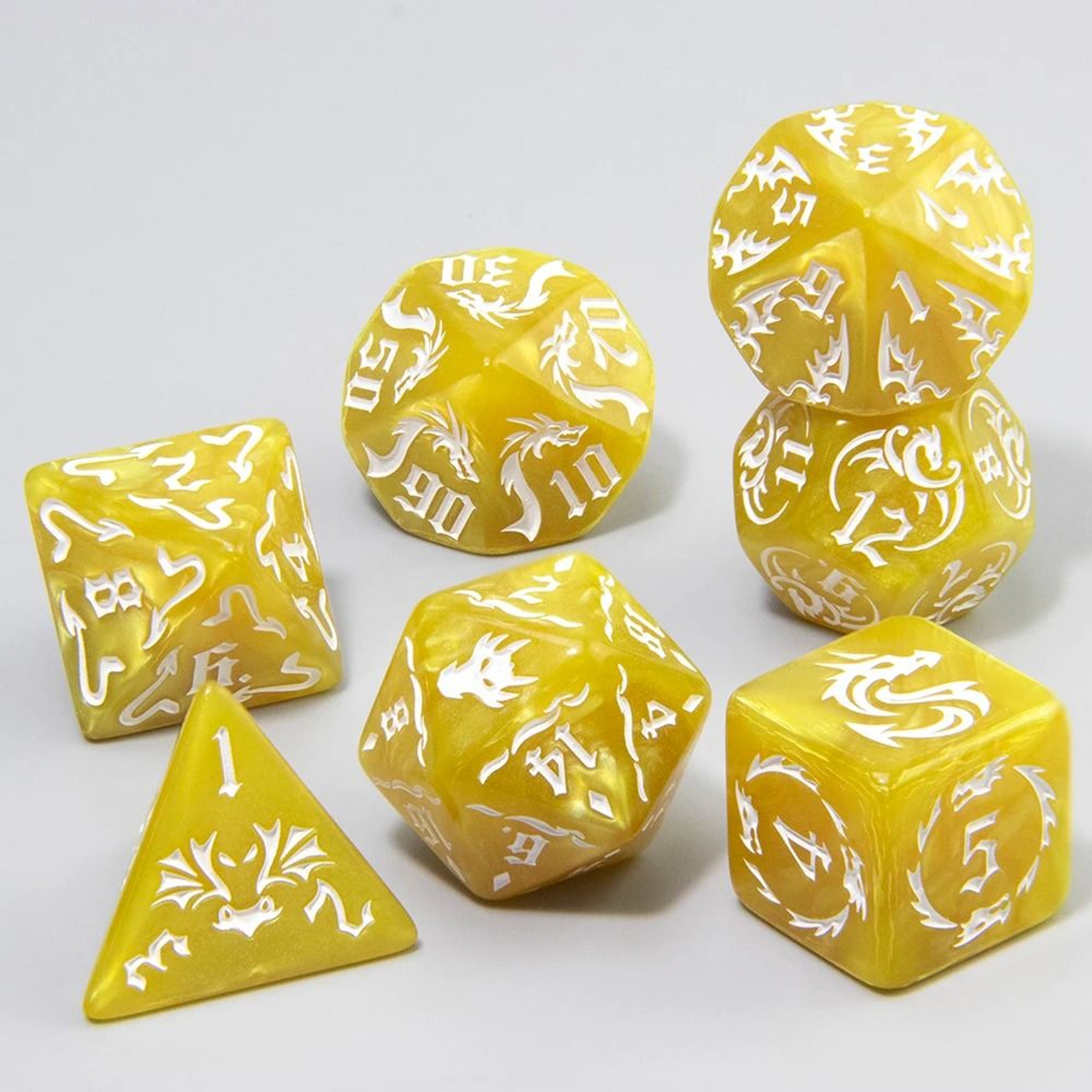 7 Pcs Dragon Pattern Dice Set Marble Polyhedral D4 D20 Dice For DND RPG Tabletop Board Games 10
