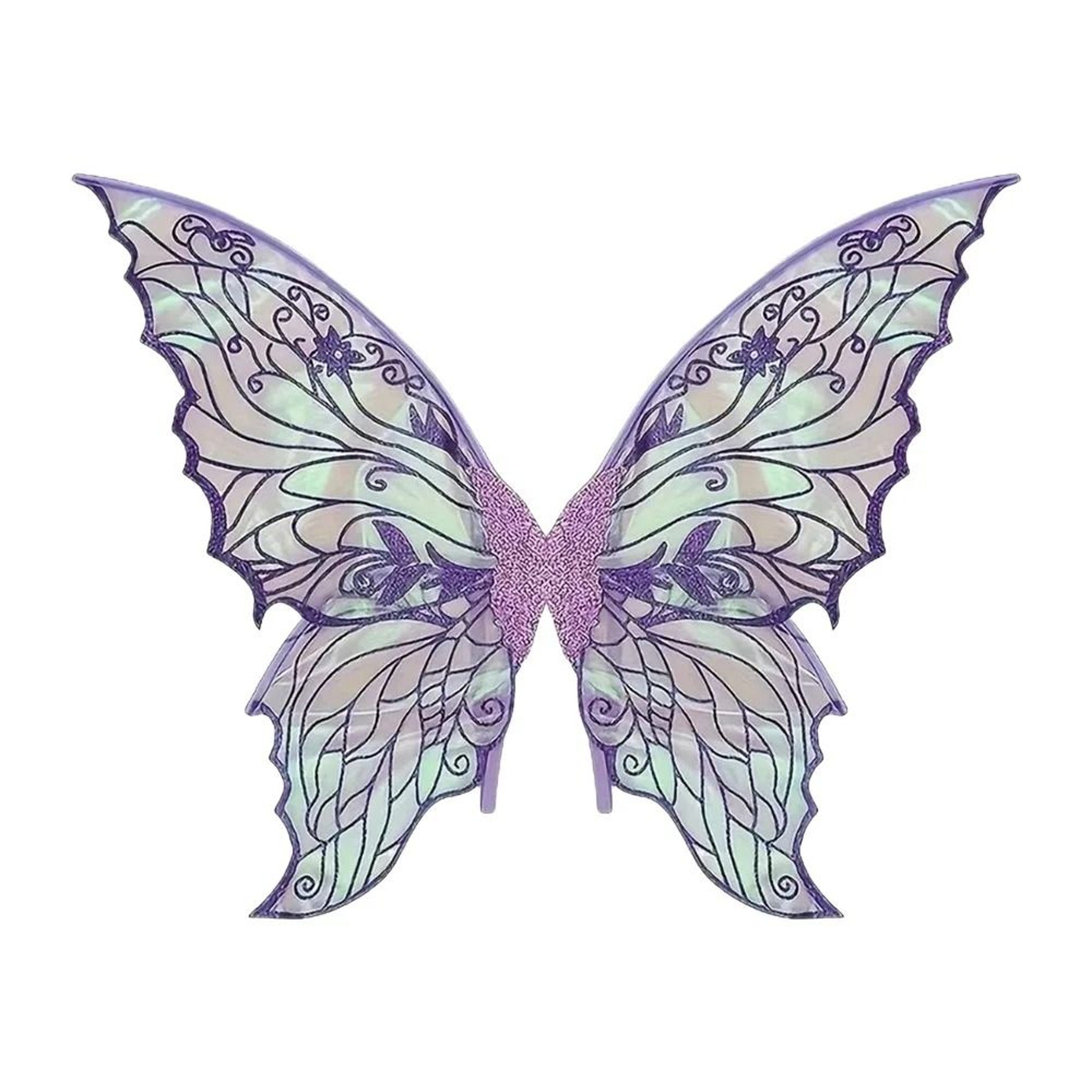 Sparkling Organza Fairy Wings Iridescent Butterfly Costume Props Dress Up Accessory For Parties 12