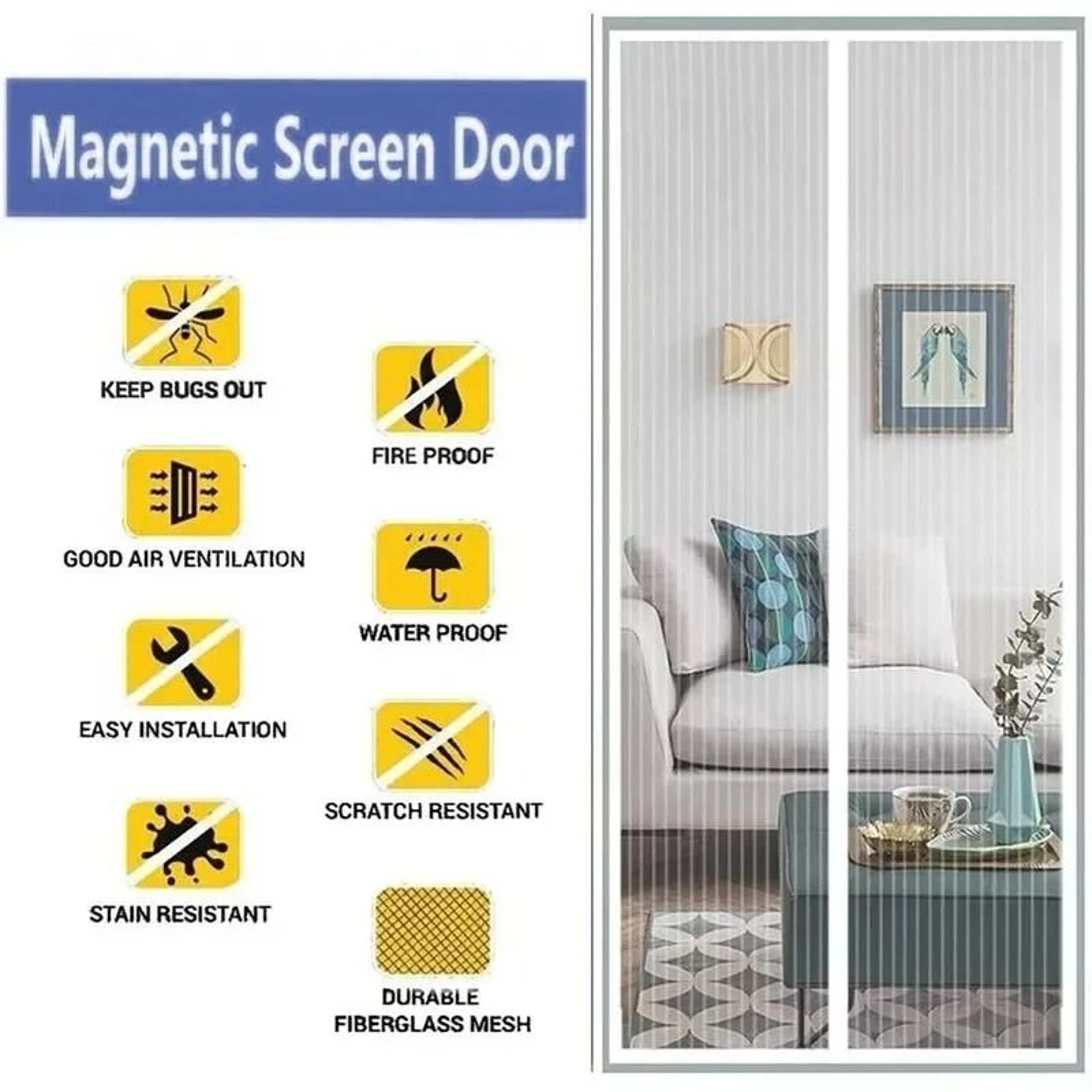 Automatic Closing Magnetic Door Screen Summer Insect Control Mesh Curtain 2