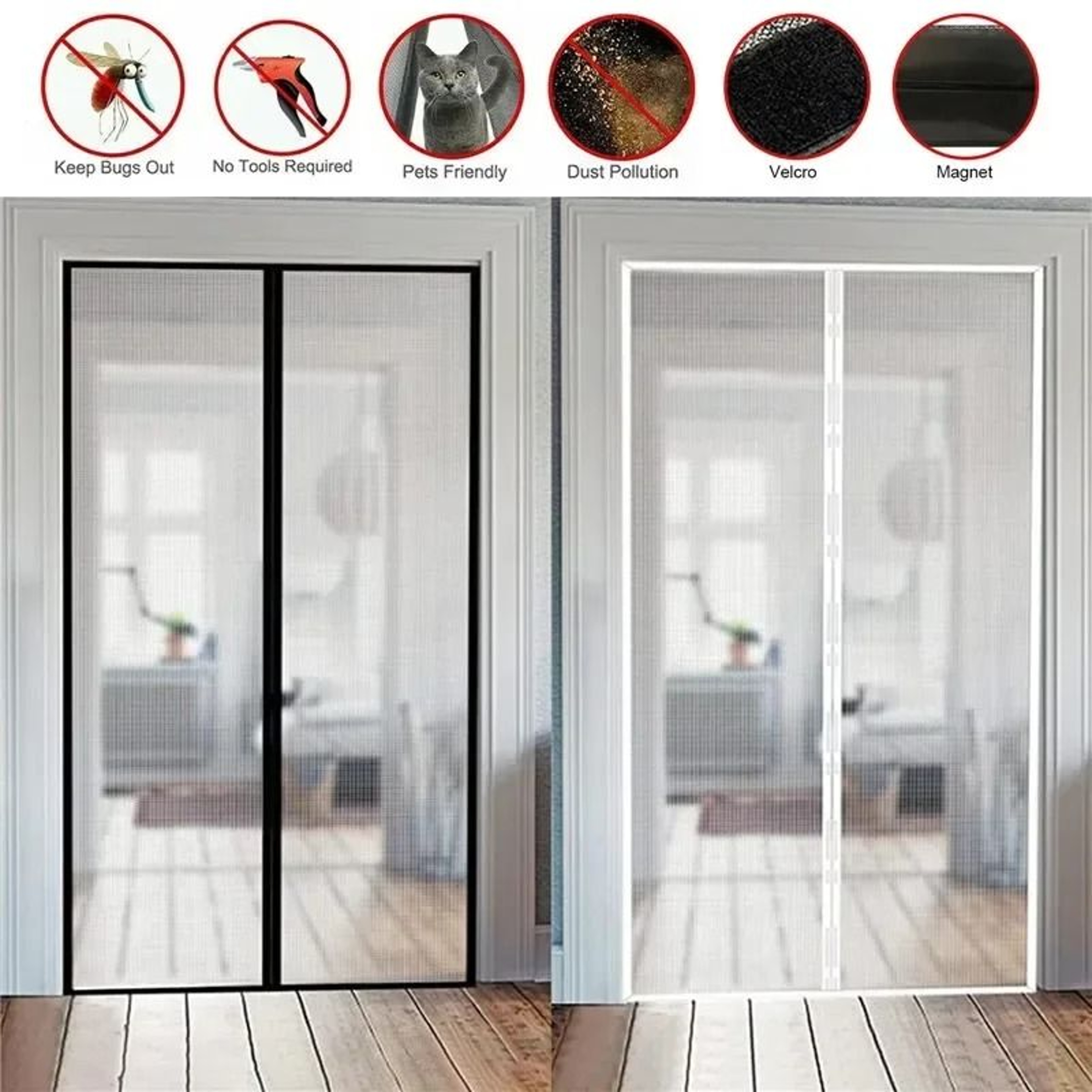 Automatic Closing Magnetic Door Screen Summer Insect Control Mesh Curtain 1