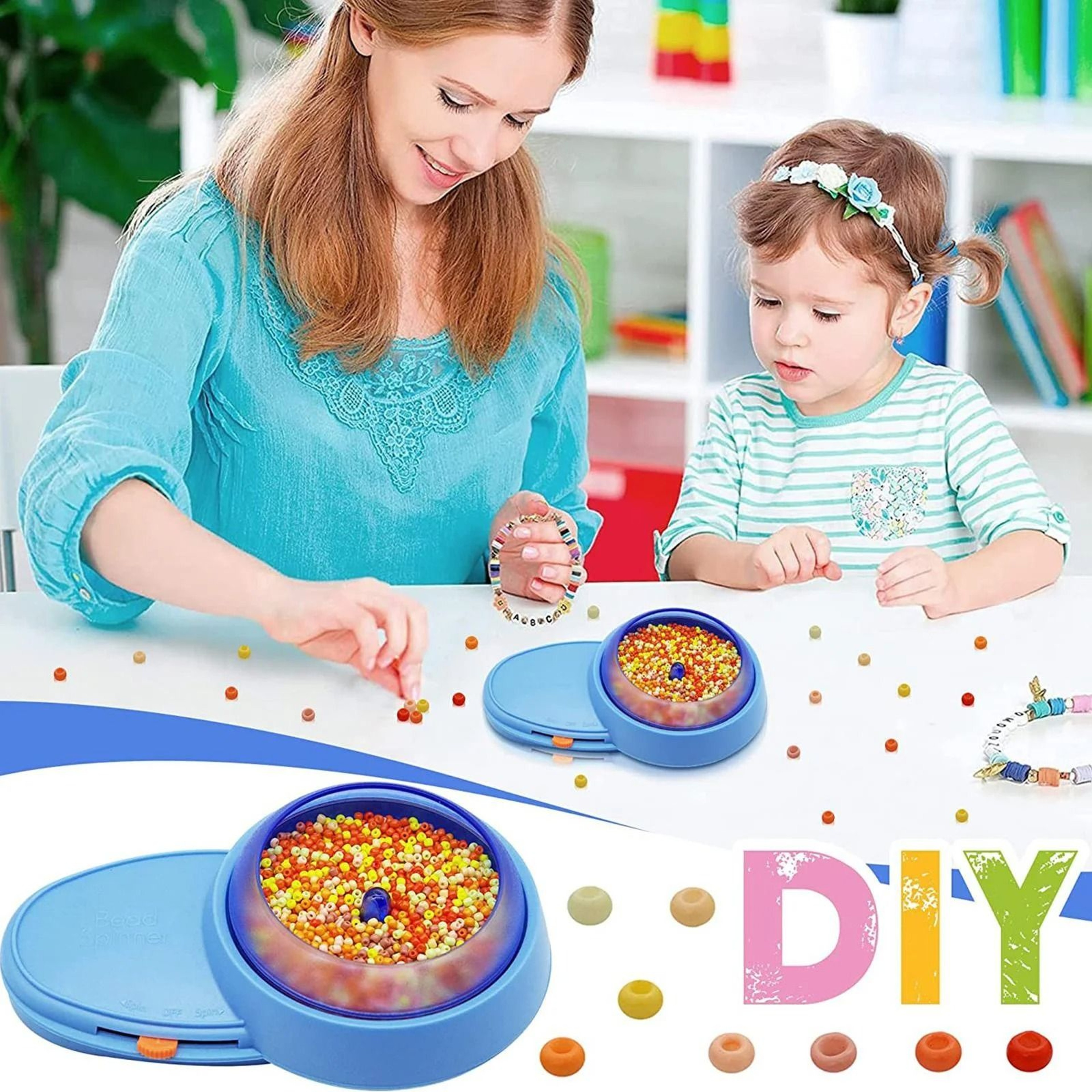 Electric Bead Spinner Kit Loader With Needles Adjustable Speed Quickly Spin Beading Bowl 4