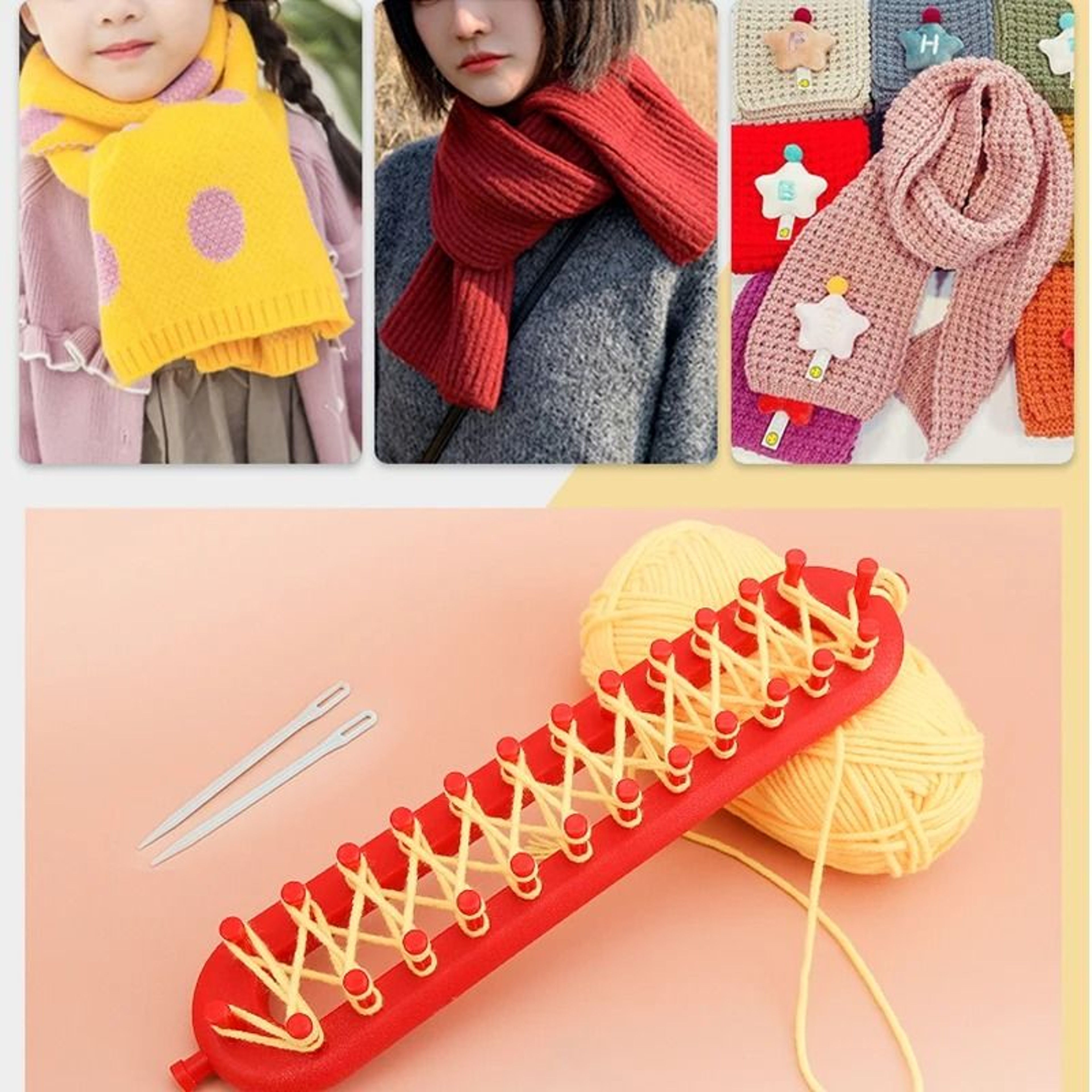 Round Knitting Loom Craft Tool Set With Crochet Hook And Needles For DIY Hat Scarf Sweater 2