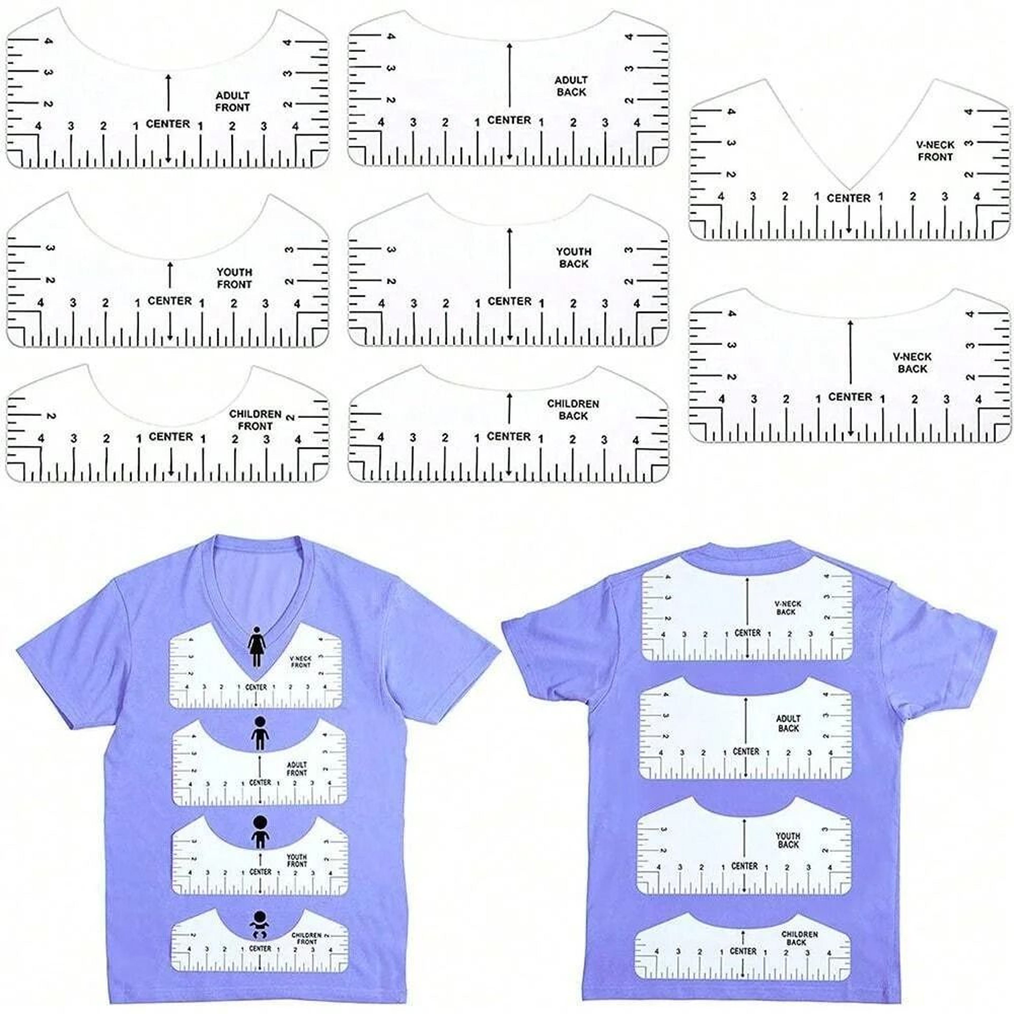 Shirt Alignment Ruler Tool Set TShirt Measuring Guide For Heat Transfer Vinyl 0