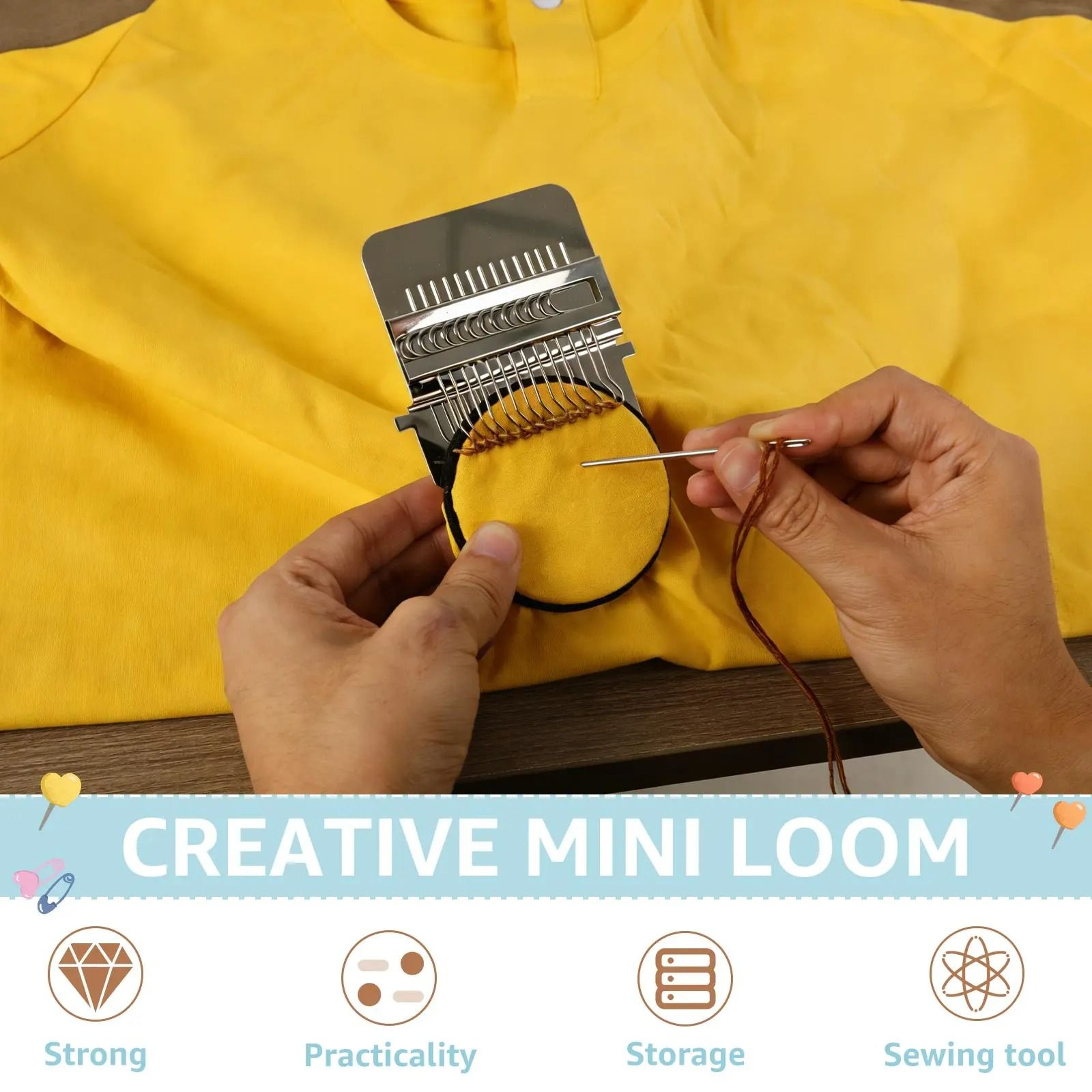 Upgrade Knit Patch Darning Kit Mini Darning Loom Machine With 14 Hooks For Quick Sewing Repair 5