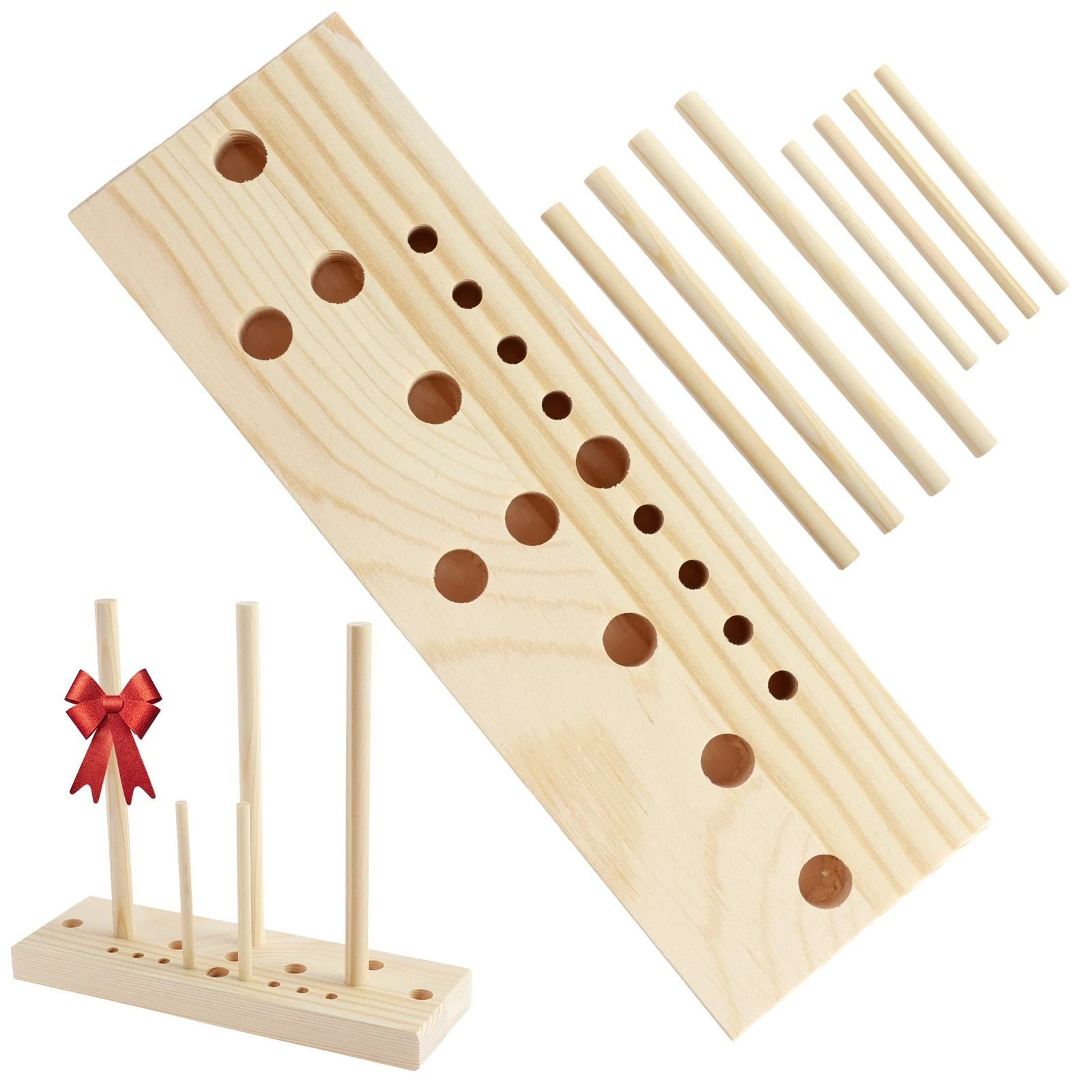 Extended Wooden Bow Maker Tool For Ribbon Wreaths Holiday Decor Corsages 6