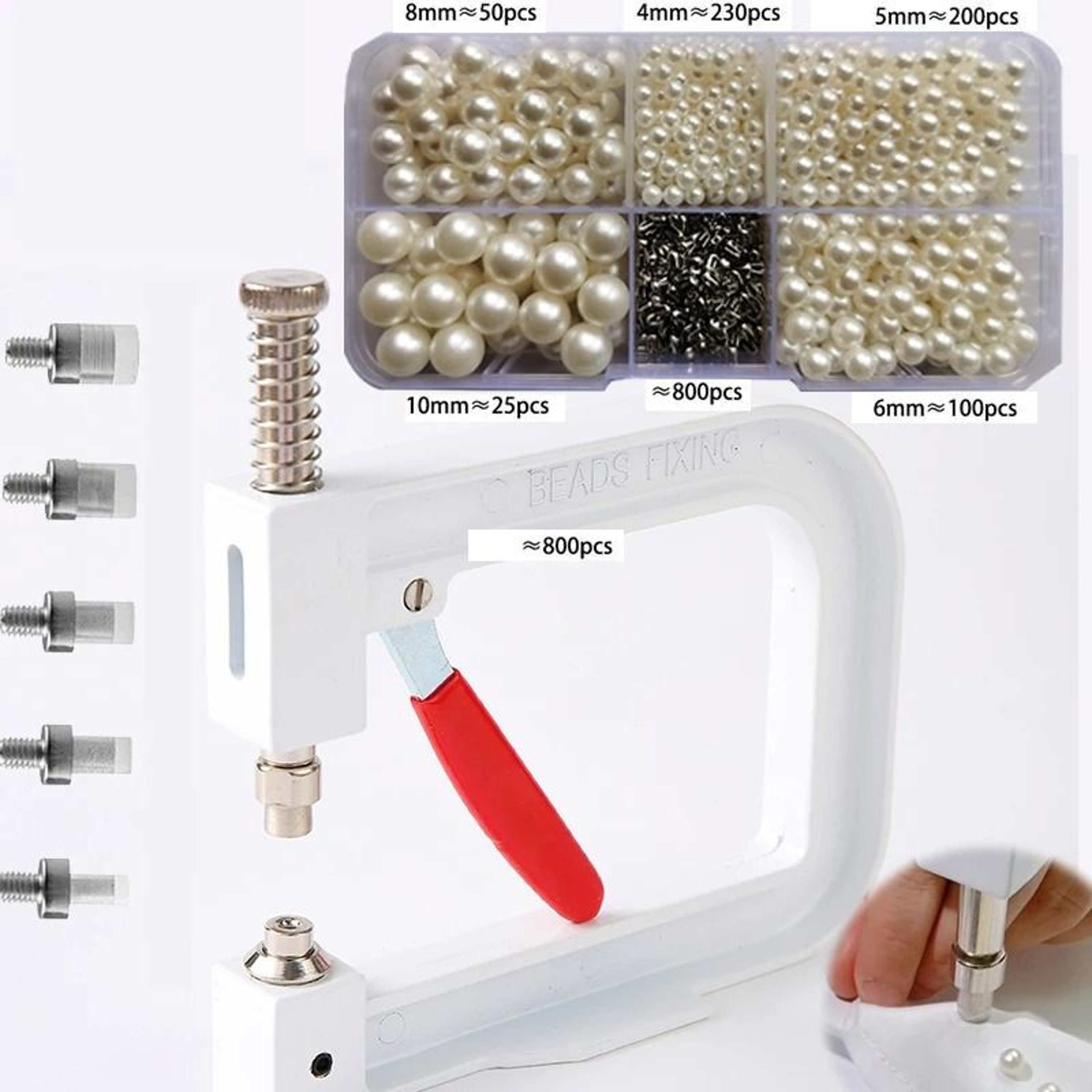 Handmade Pearl Setting Machine Inlay Tool With Round Pearl Beads And Rivet Studs 1